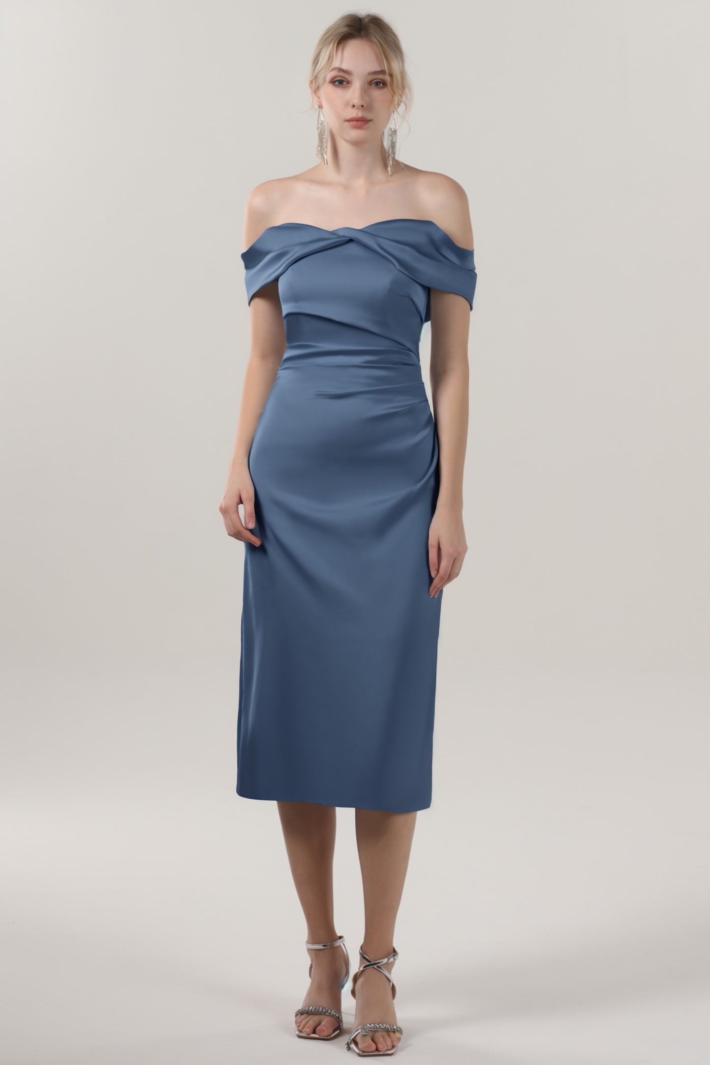 Sheath-Column Midi Luxe Satin Formal Dress CS0610