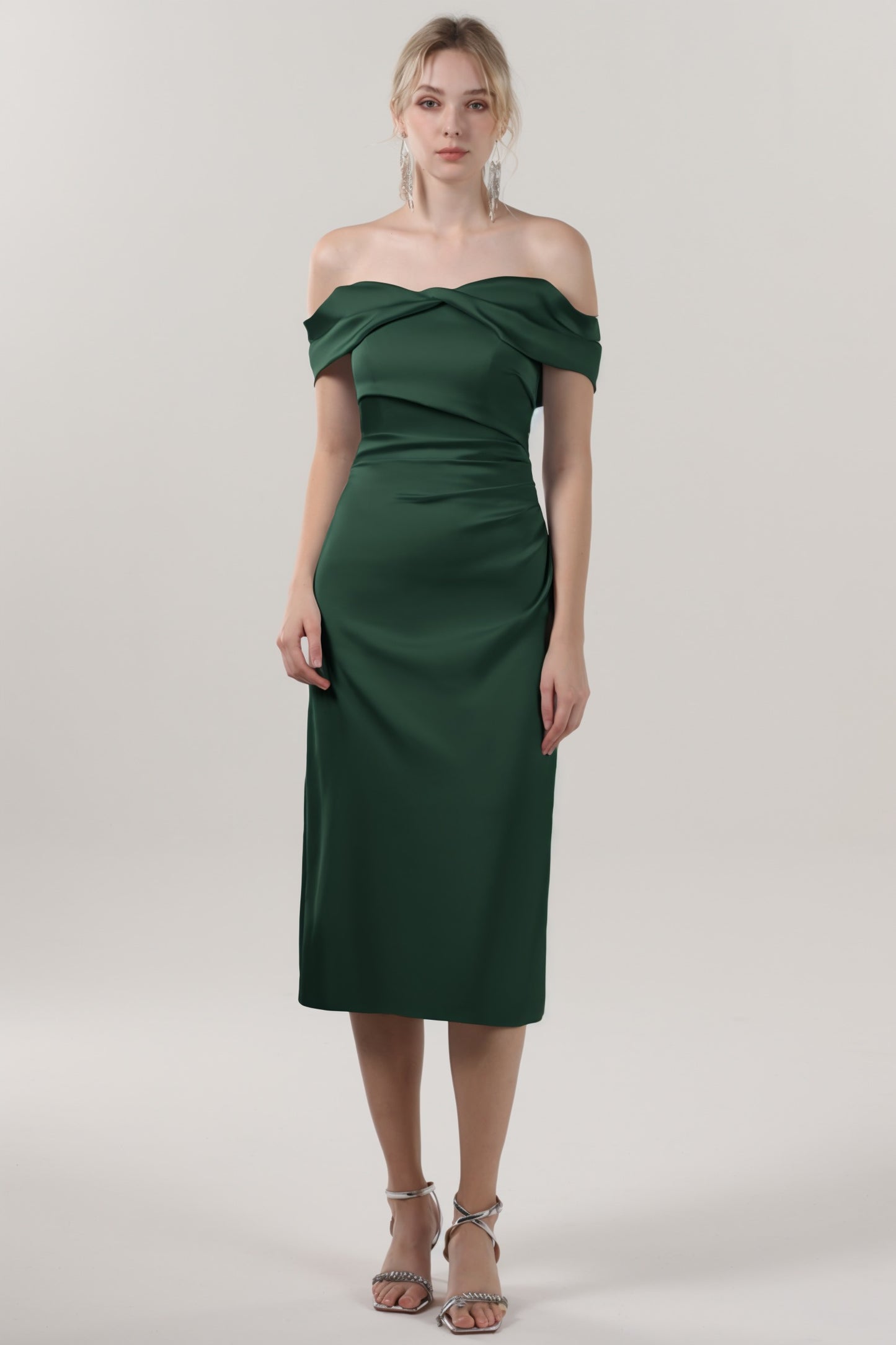 Sheath-Column Midi Luxe Satin Formal Dress CS0610