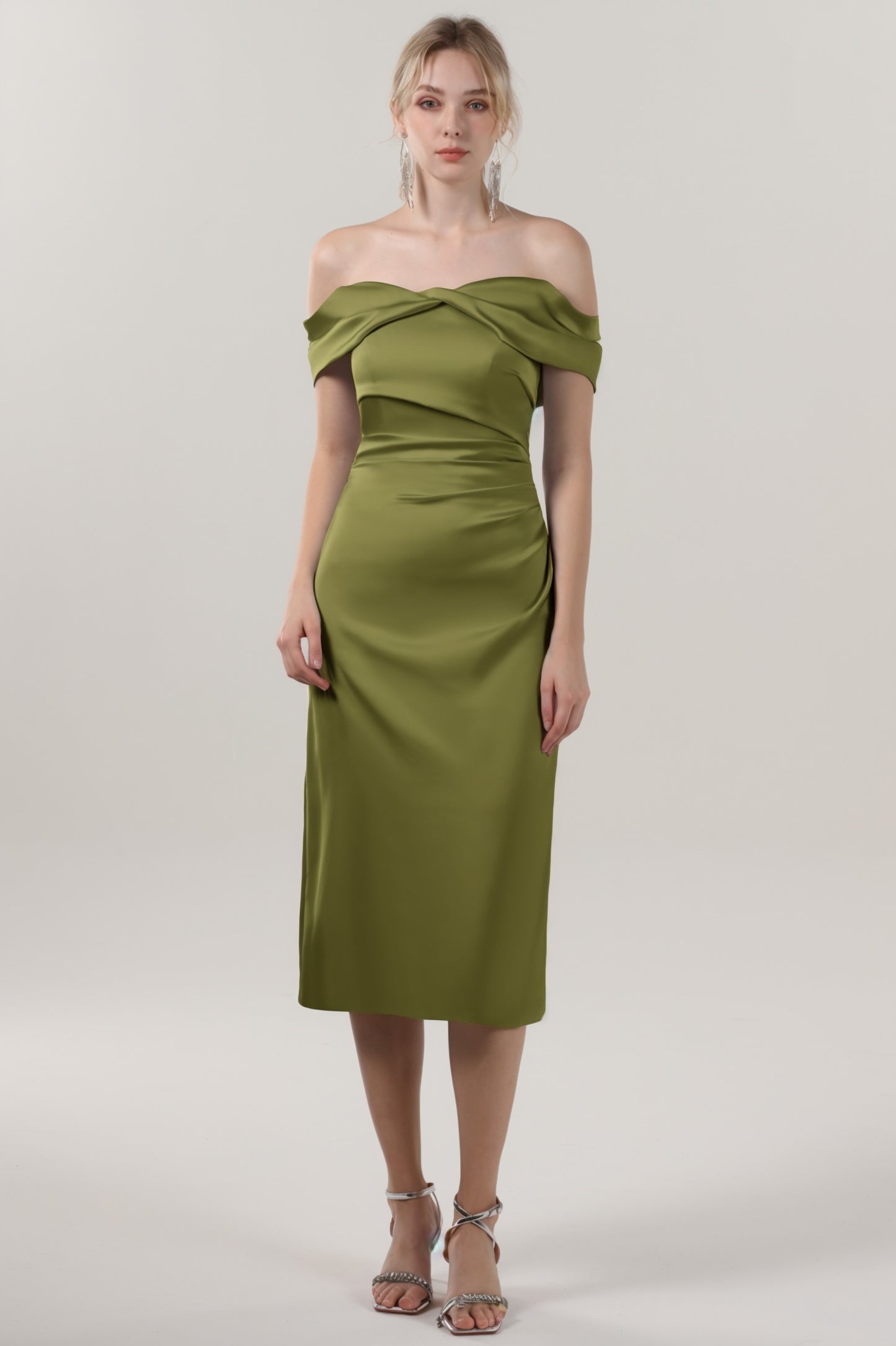 Sheath-Column Midi Luxe Satin Formal Dress CS0610