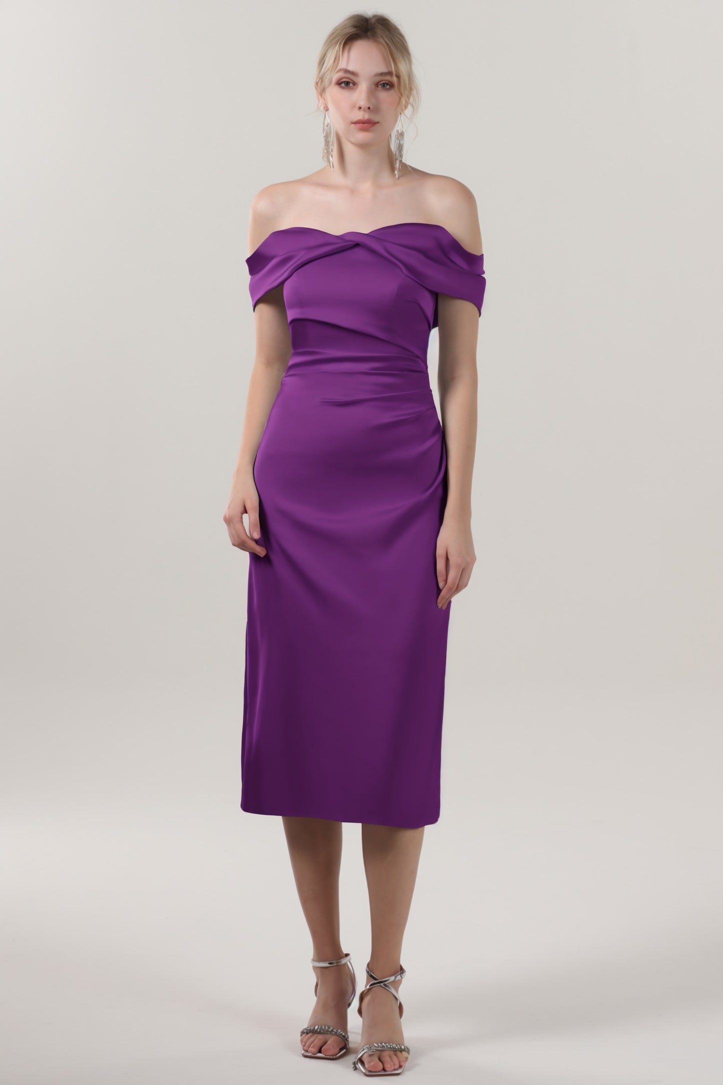 Sheath-Column Midi Luxe Satin Formal Dress CS0610