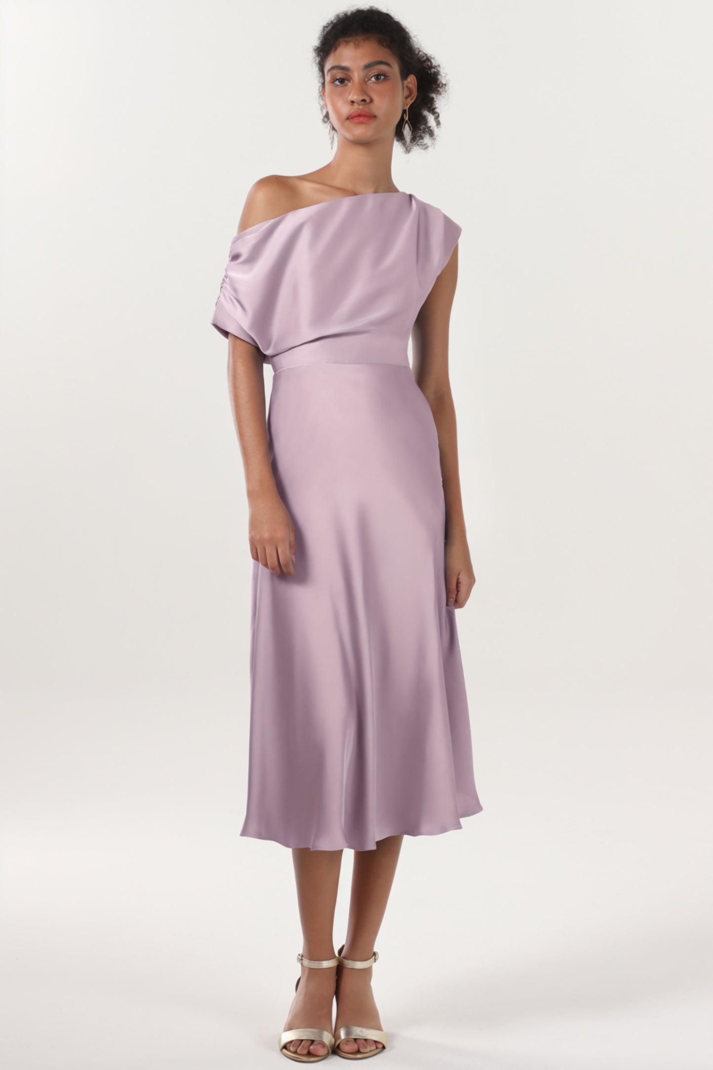 Sheath-Column Midi Luxe Satin Bridesmaid Dress CS0611BM