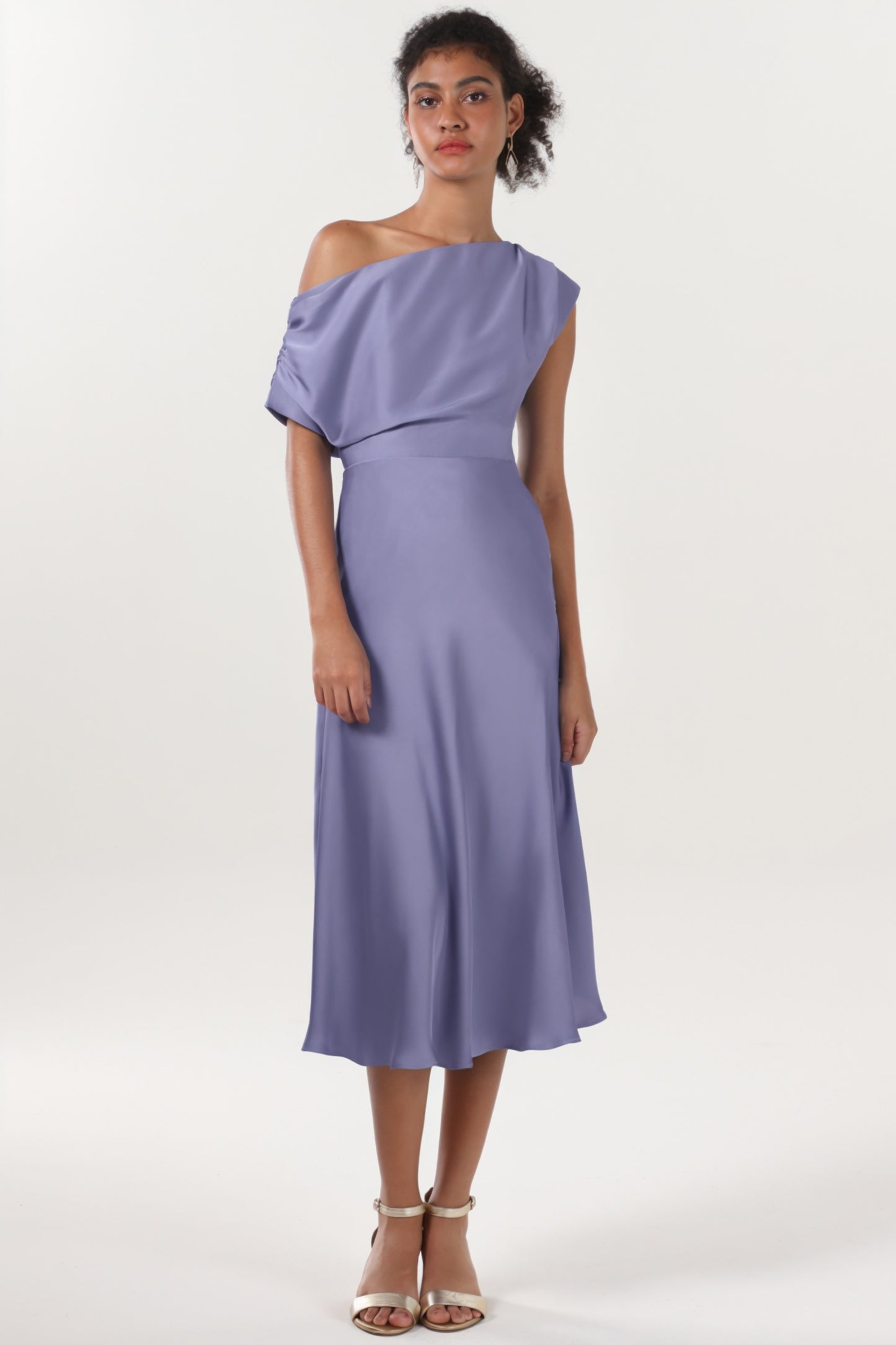 Sheath-Column Midi Luxe Satin Bridesmaid Dress CS0611BM