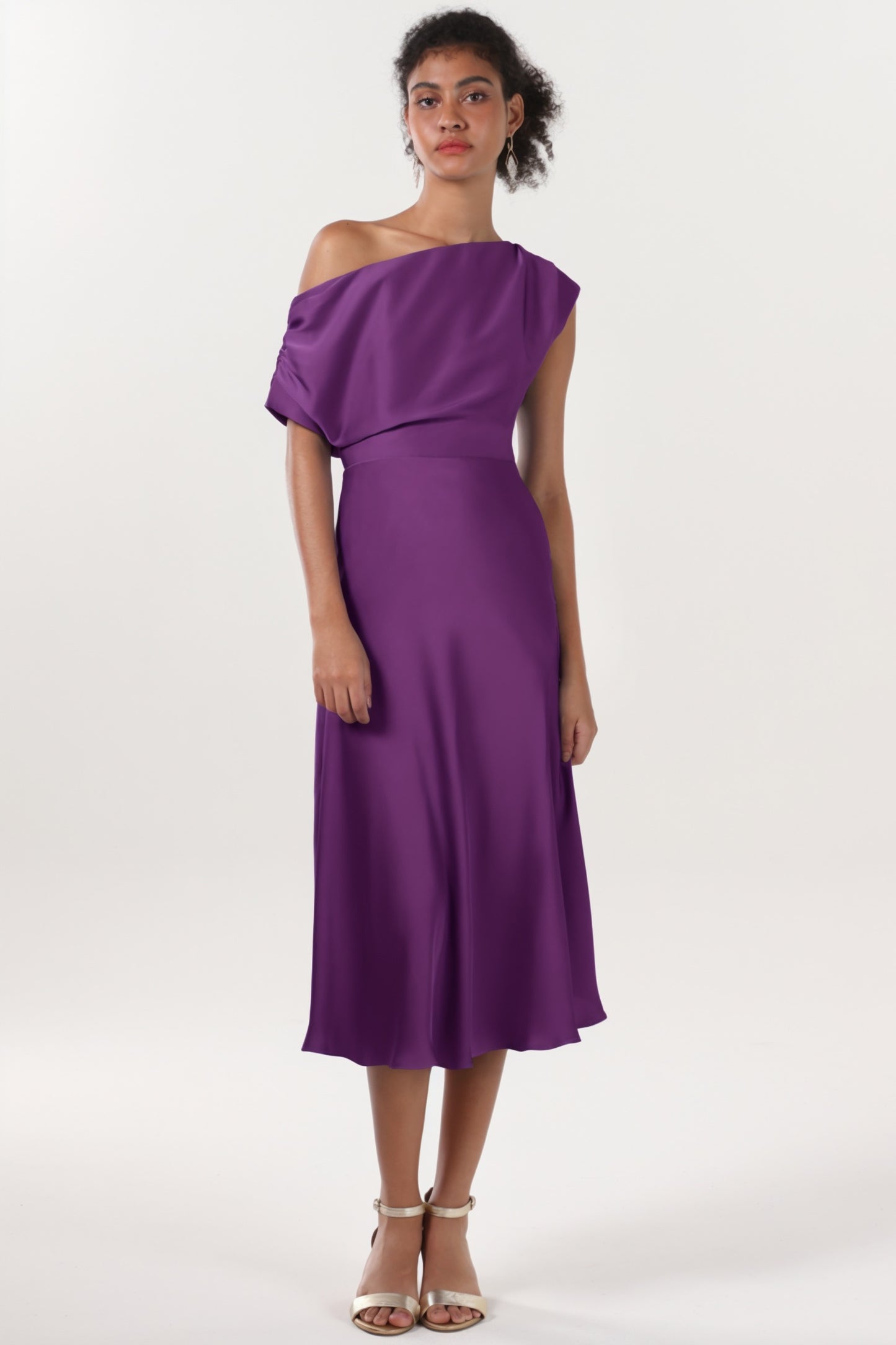 Sheath-Column Midi Luxe Satin Formal Dress CS0611