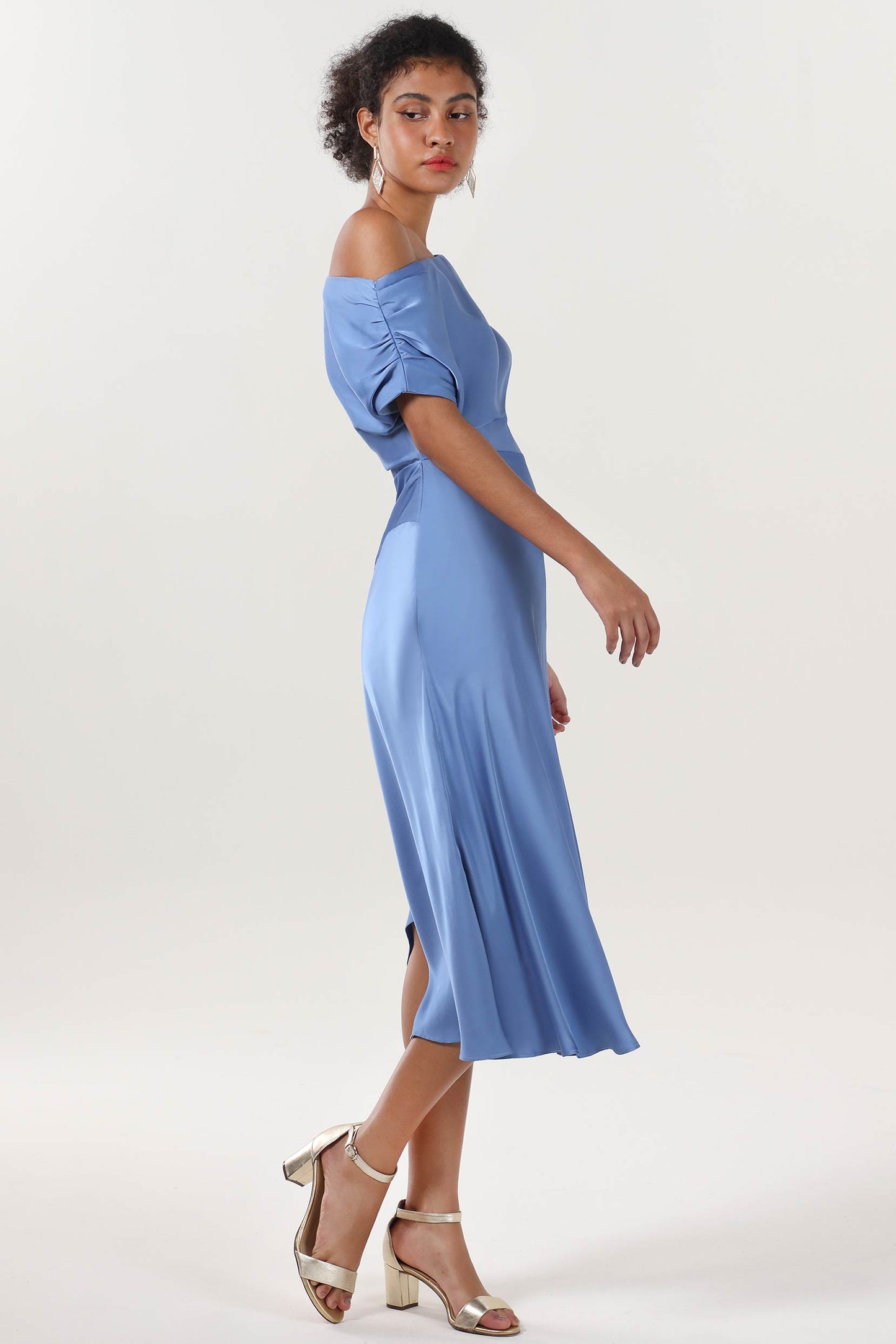 Sheath-Column Midi Luxe Satin Bridesmaid Dress CS0611BM