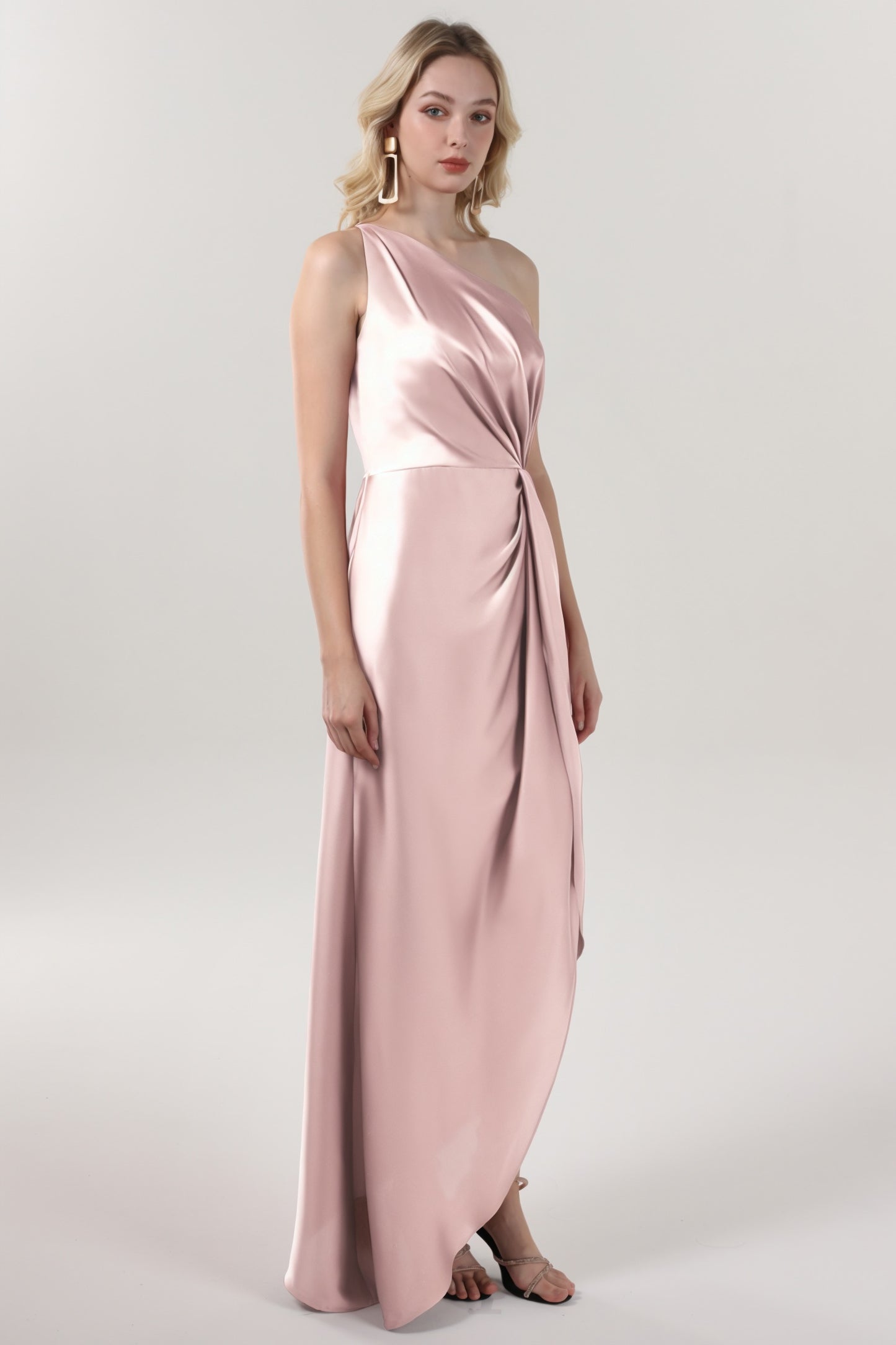 Sheath-Column Midi Luxe Satin Bridesmaid Dress CS0612BM