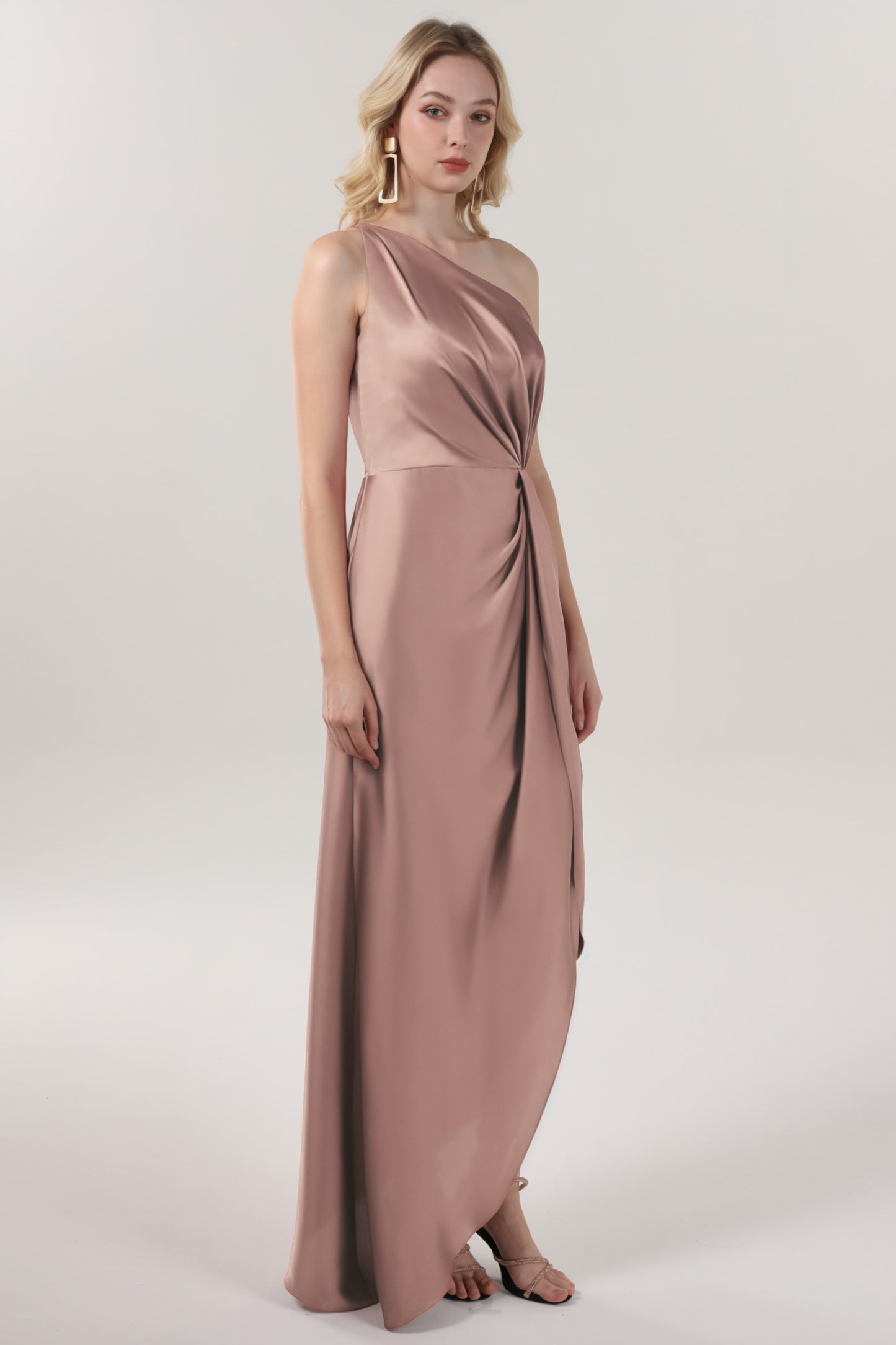 Sheath-Column Midi Luxe Satin Bridesmaid Dress CS0612BM