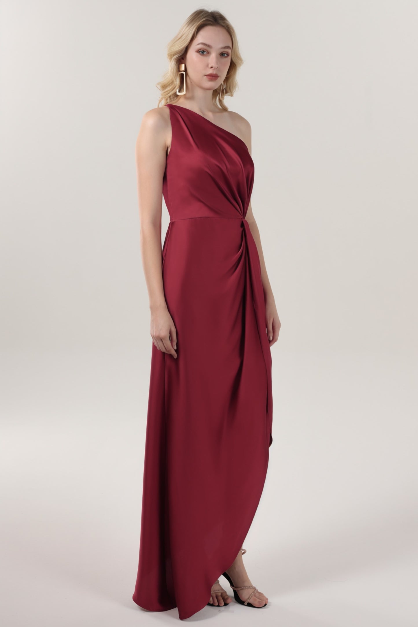 Sheath-Column Midi Luxe Satin Bridesmaid Dress CS0612BM