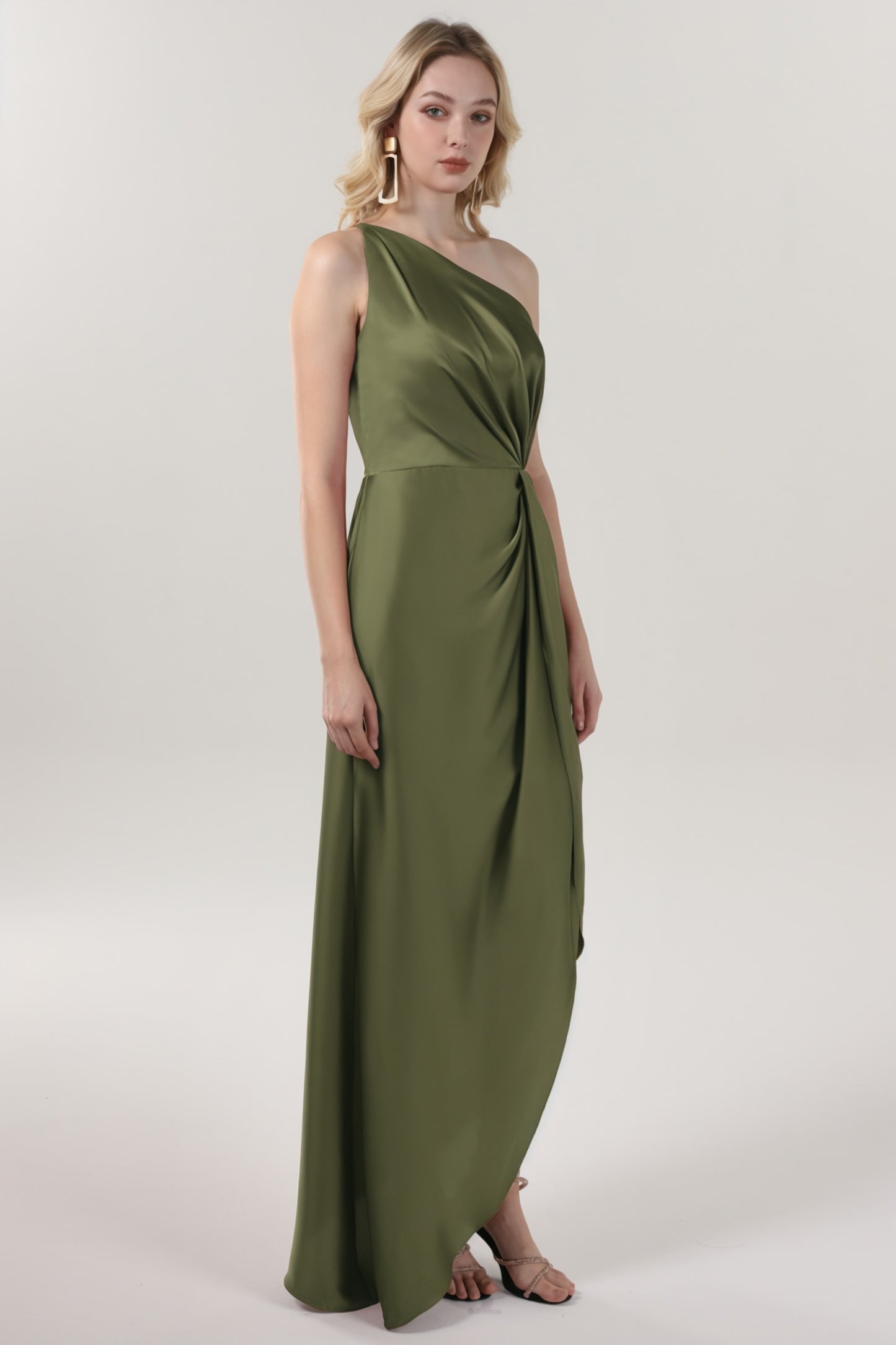 Sheath-Column Midi Luxe Satin Formal Dress CS0612