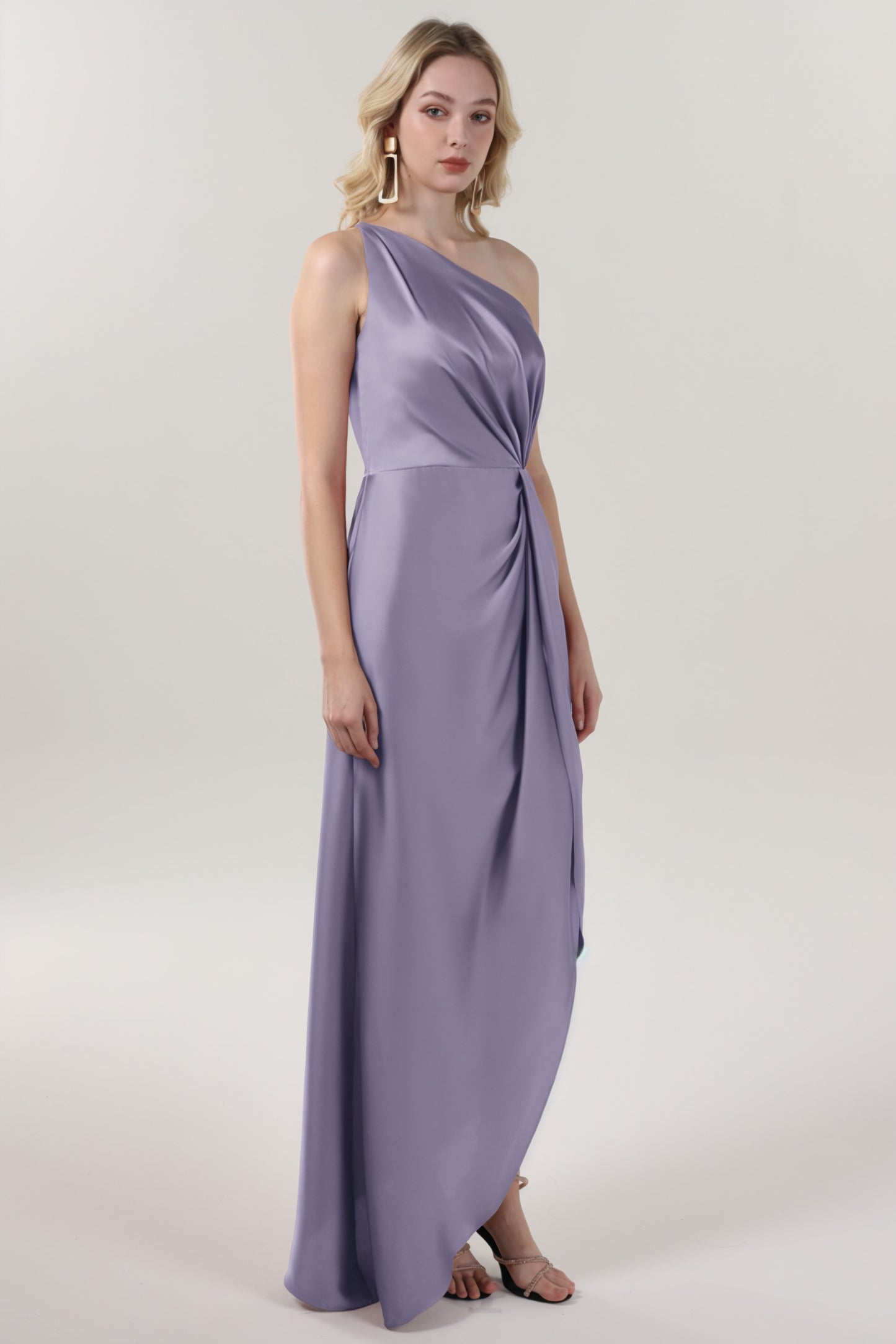 Sheath-Column Midi Luxe Satin Bridesmaid Dress CS0612BM