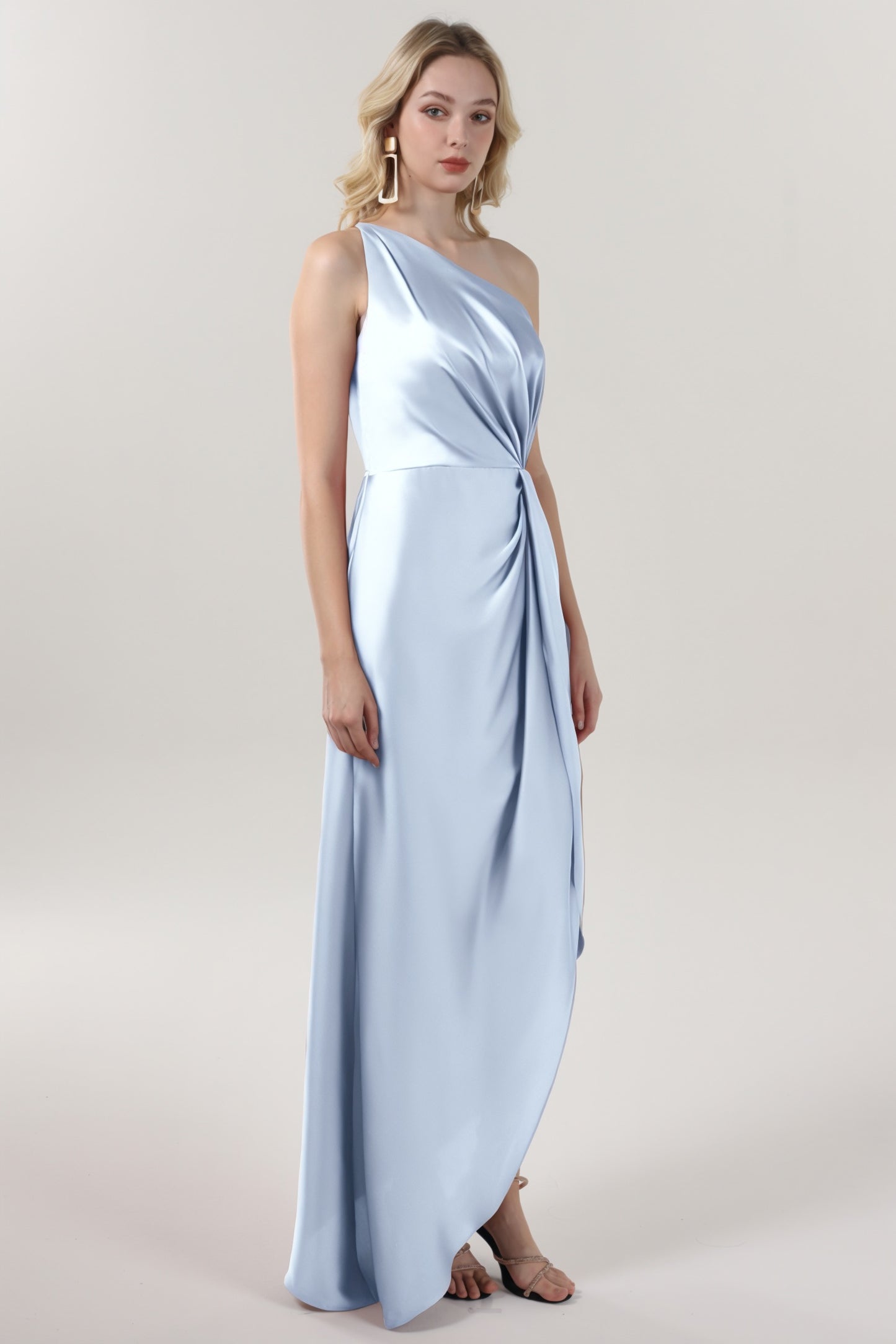 Sheath-Column Midi Luxe Satin Bridesmaid Dress CS0612BM