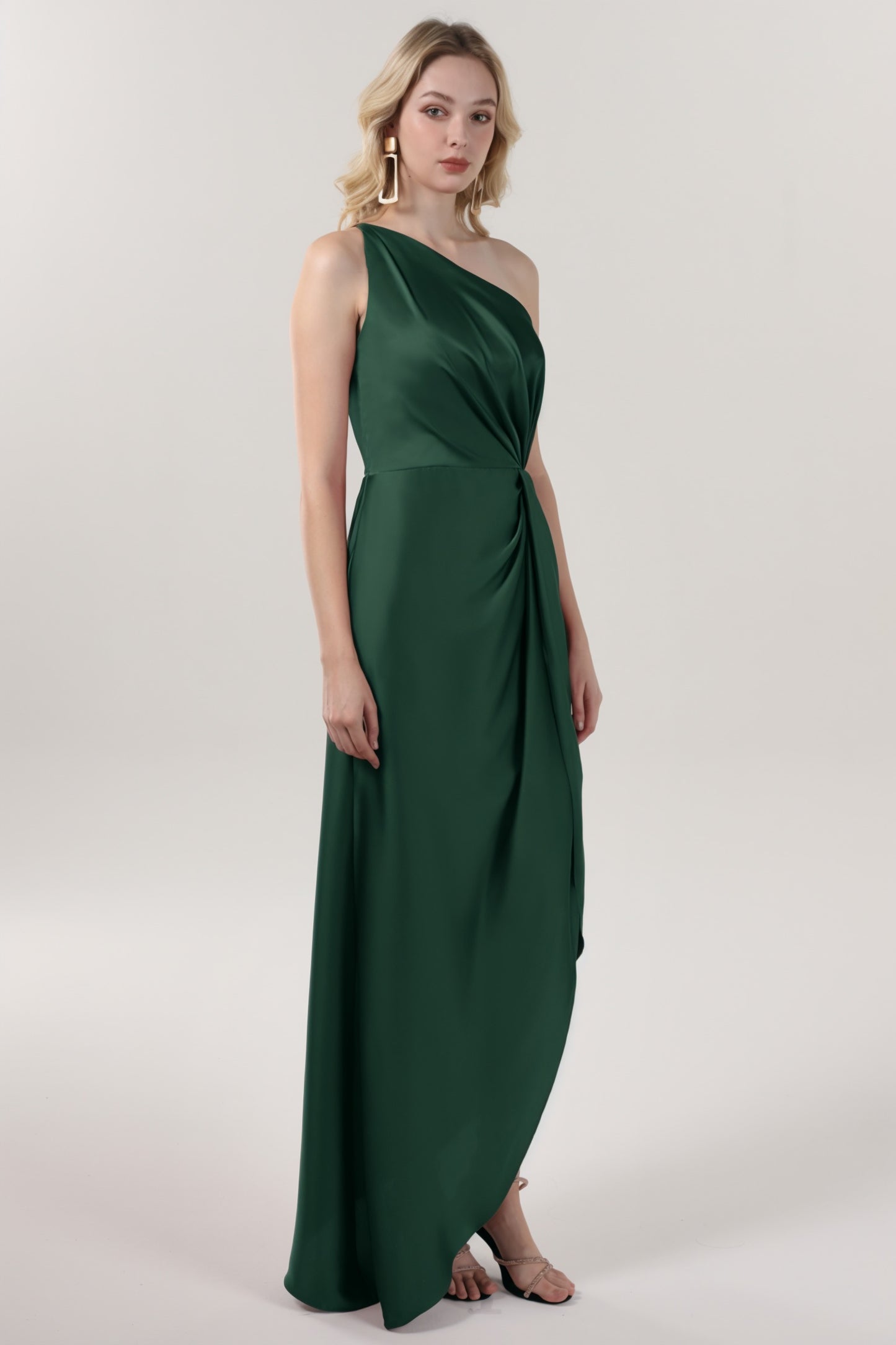 Sheath-Column Midi Luxe Satin Bridesmaid Dress CS0612BM