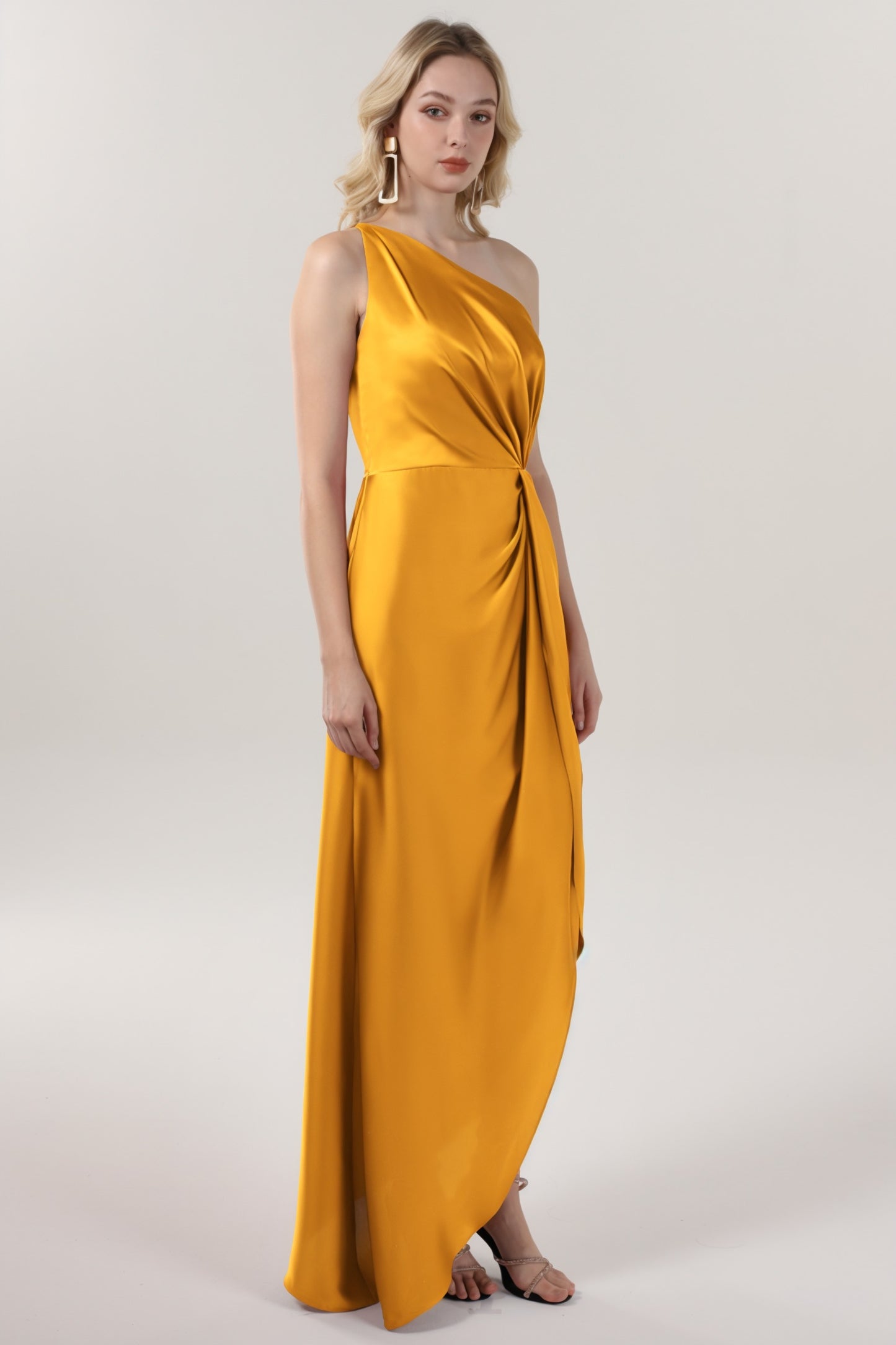 Sheath-Column Midi Luxe Satin Bridesmaid Dress CS0612BM