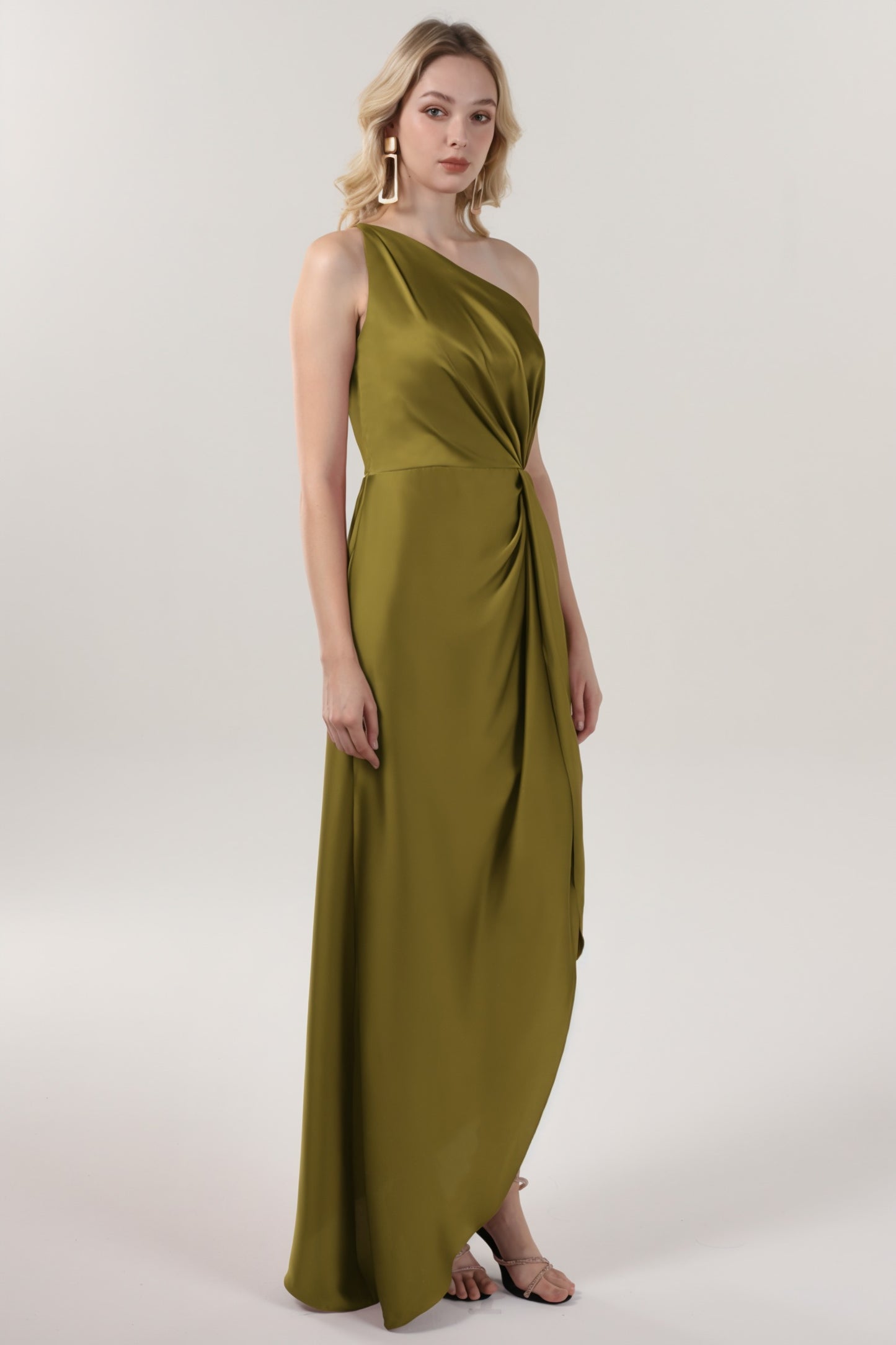 Sheath-Column Midi Luxe Satin Bridesmaid Dress CS0612BM