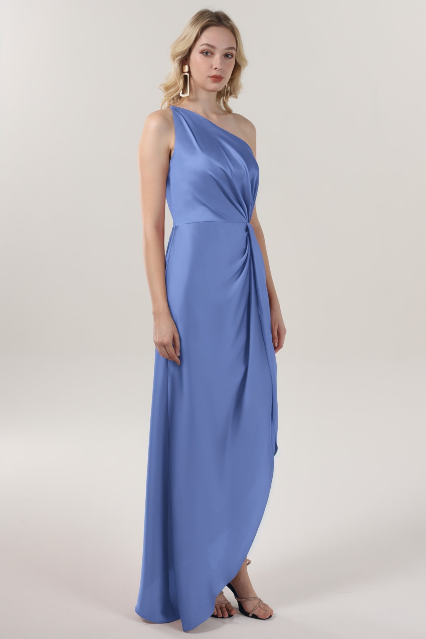 Sheath-Column Midi Luxe Satin Bridesmaid Dress CS0612BM