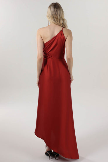 Sheath-Column Midi Luxe Satin Bridesmaid Dress CS0612BM