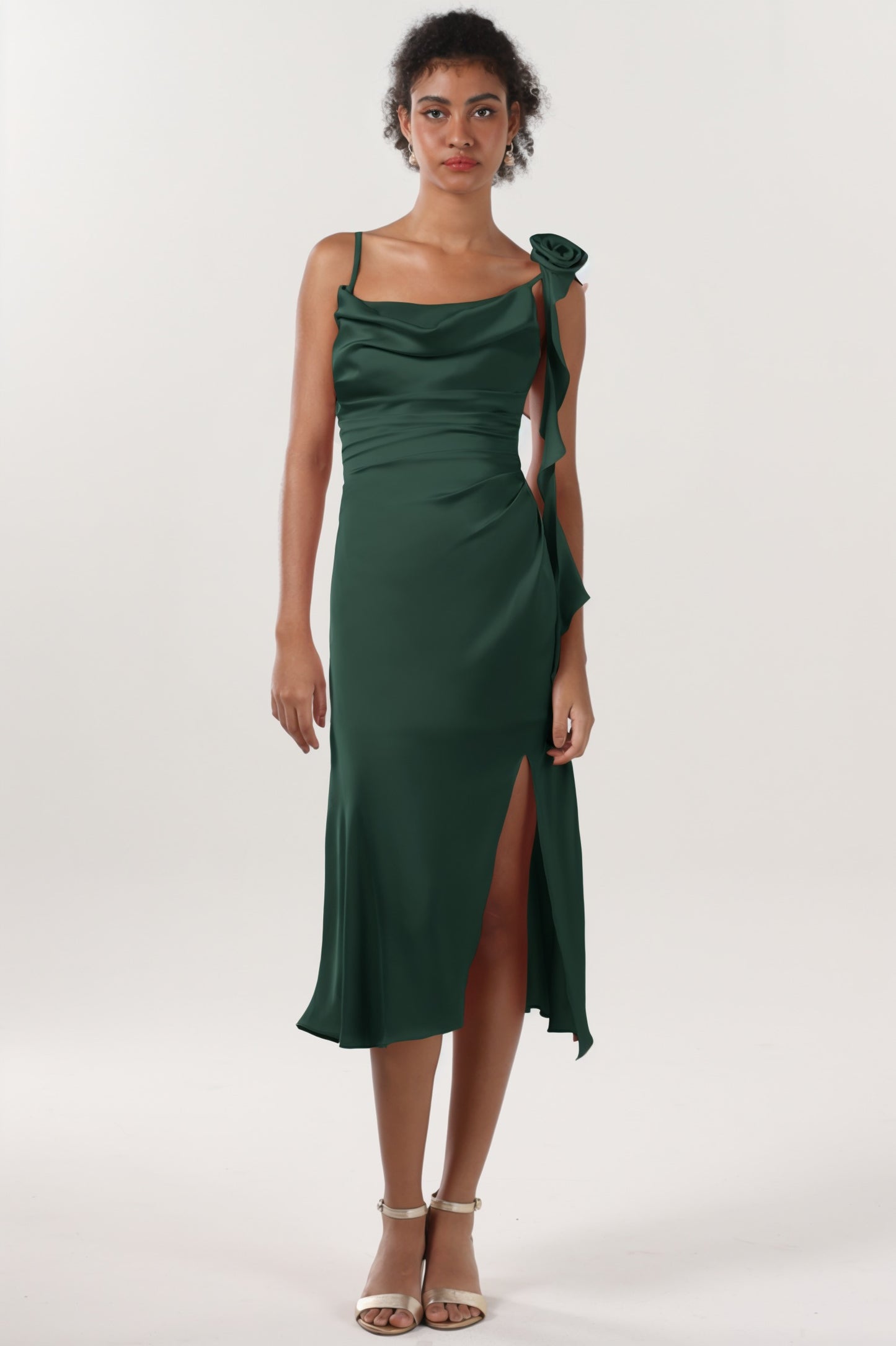 Sheath-Column Midi Luxe Satin Formal Dress CS0613