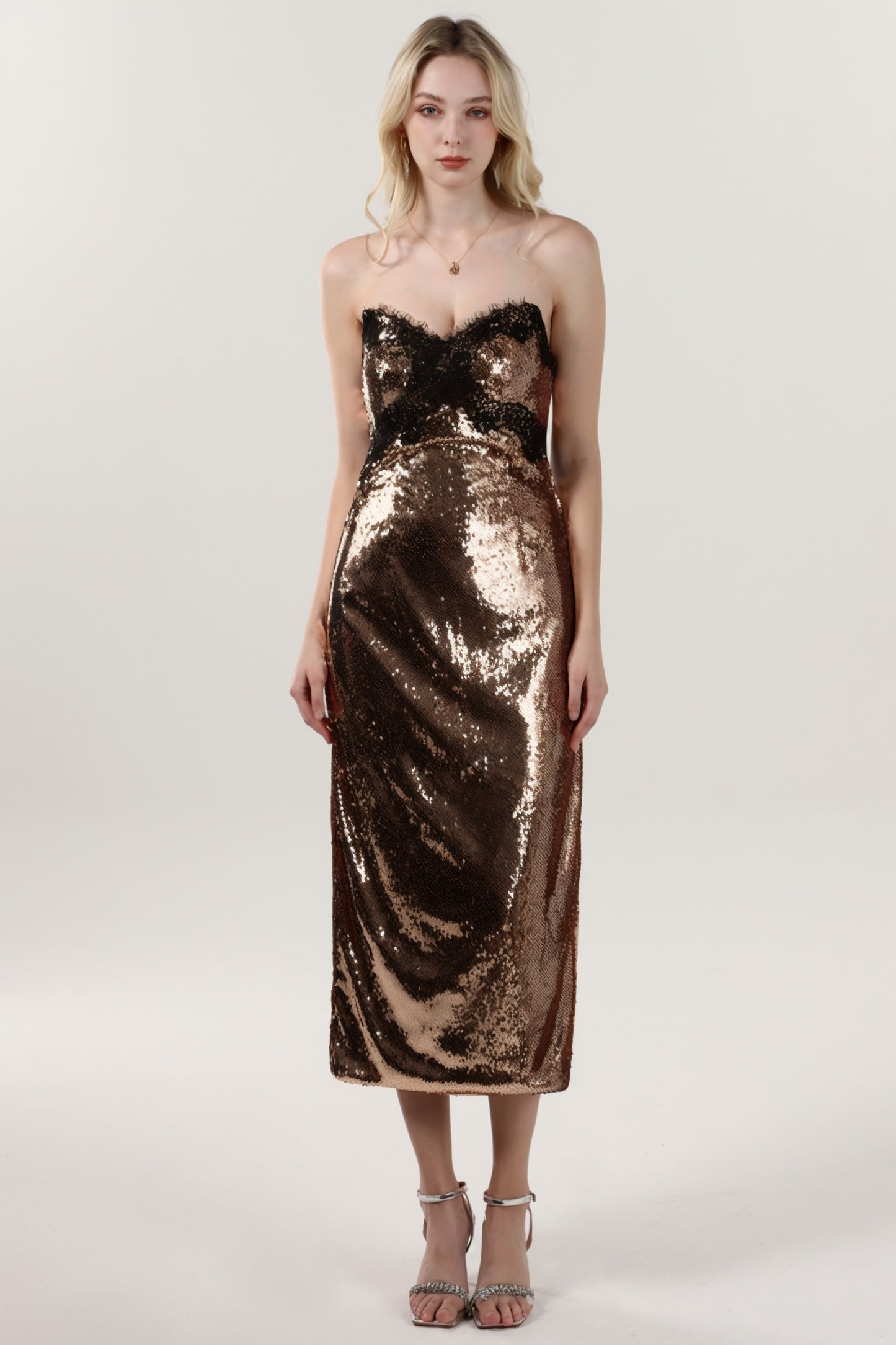 Sheath-Column Midi Sequined Formal Dress CS0623