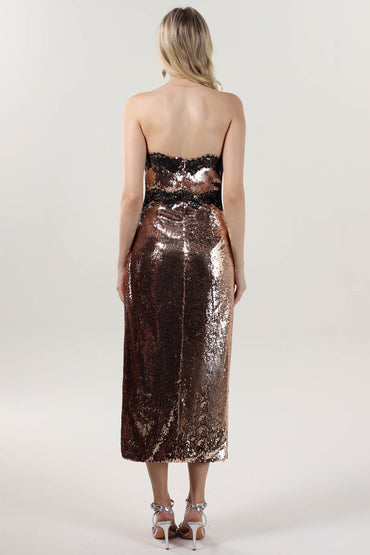 Sheath-Column Midi Sequined Formal Dress CS0623