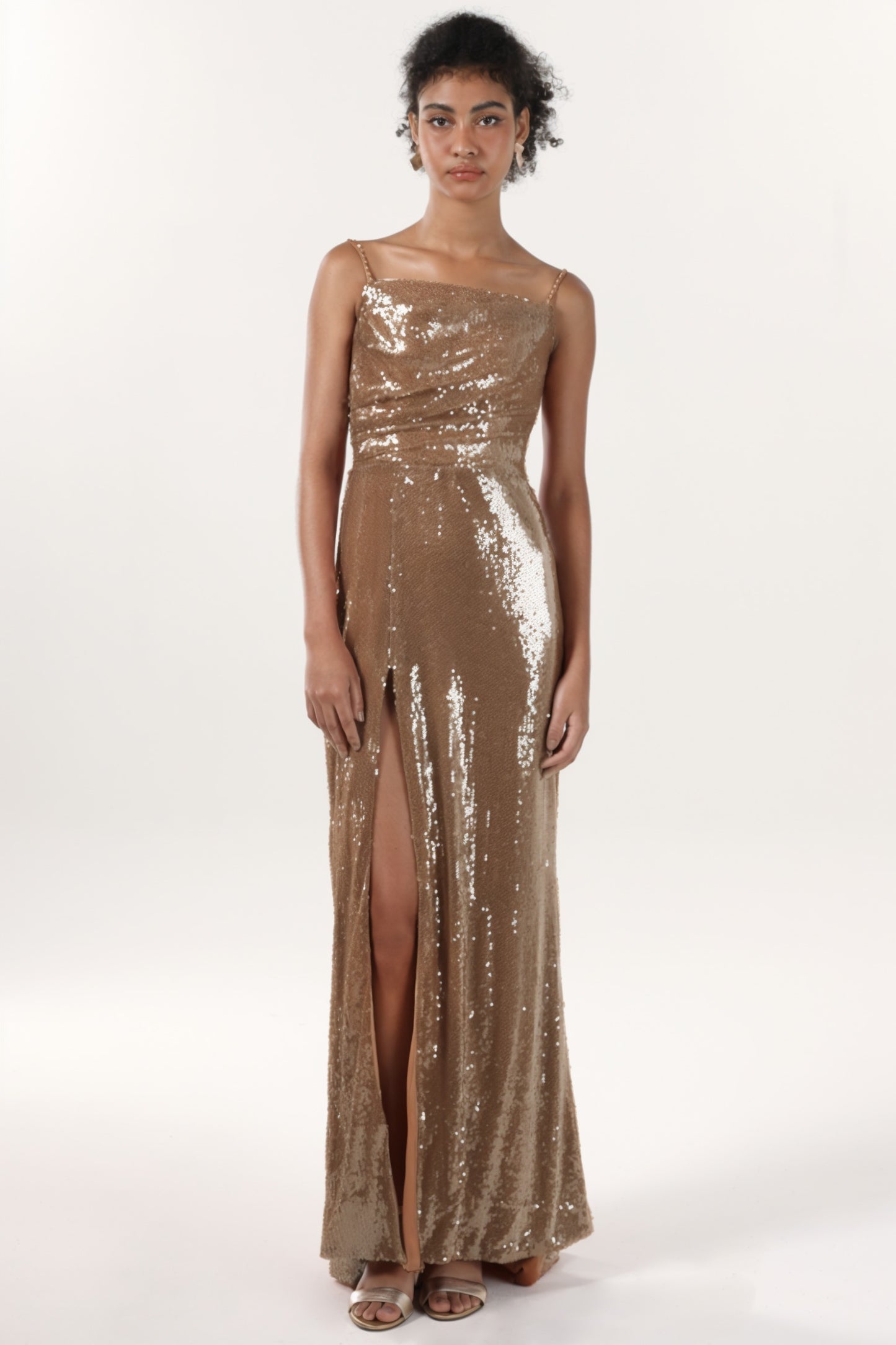 Sheath-Column Sweep-Brush Train Sequined Formal Dress CS0624