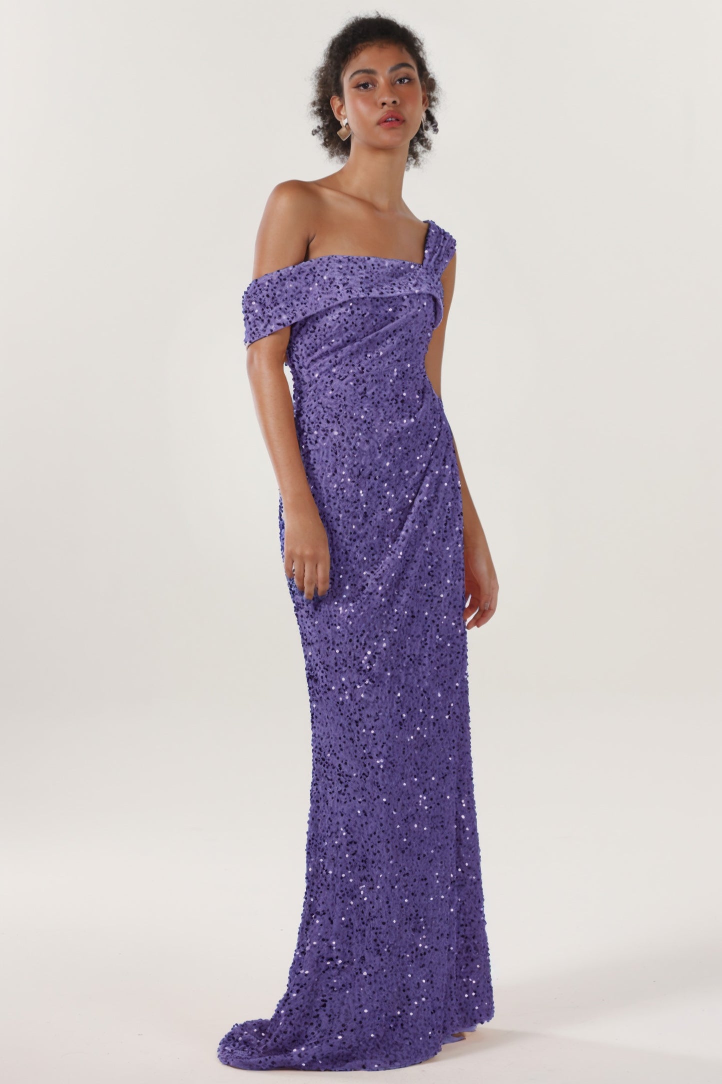 Sheath-Column Sweep-Brush Train Velvet Sequin Formal Dress CS0635