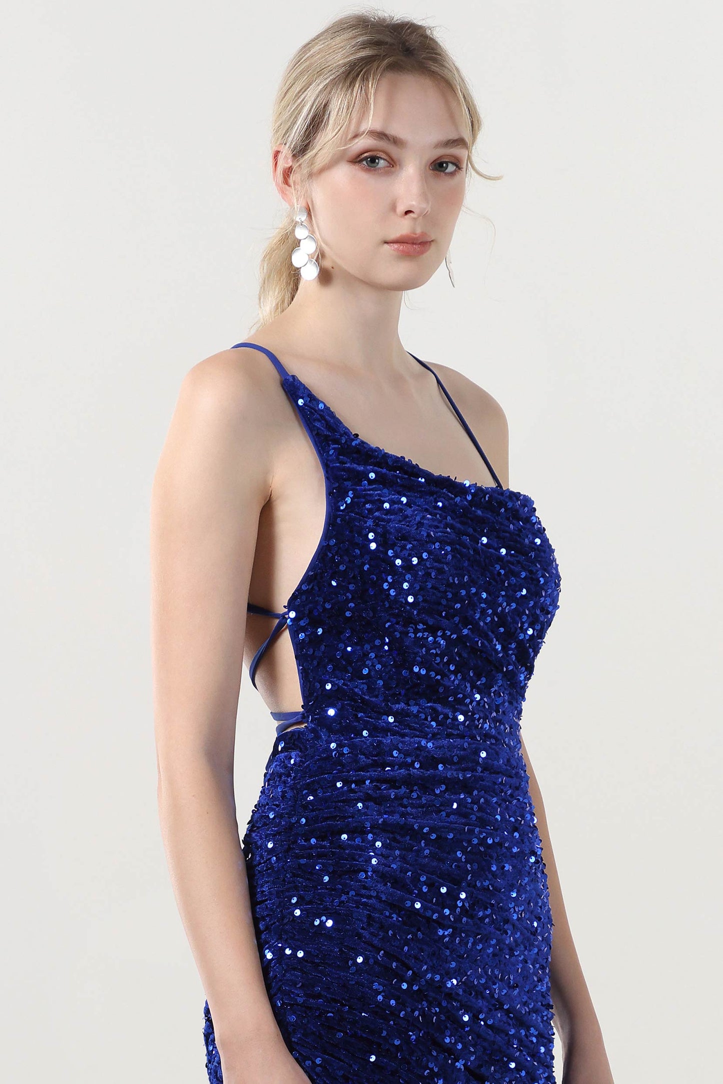 Sheath-Column Maxi Velvet Sequin Formal Dress CS0637