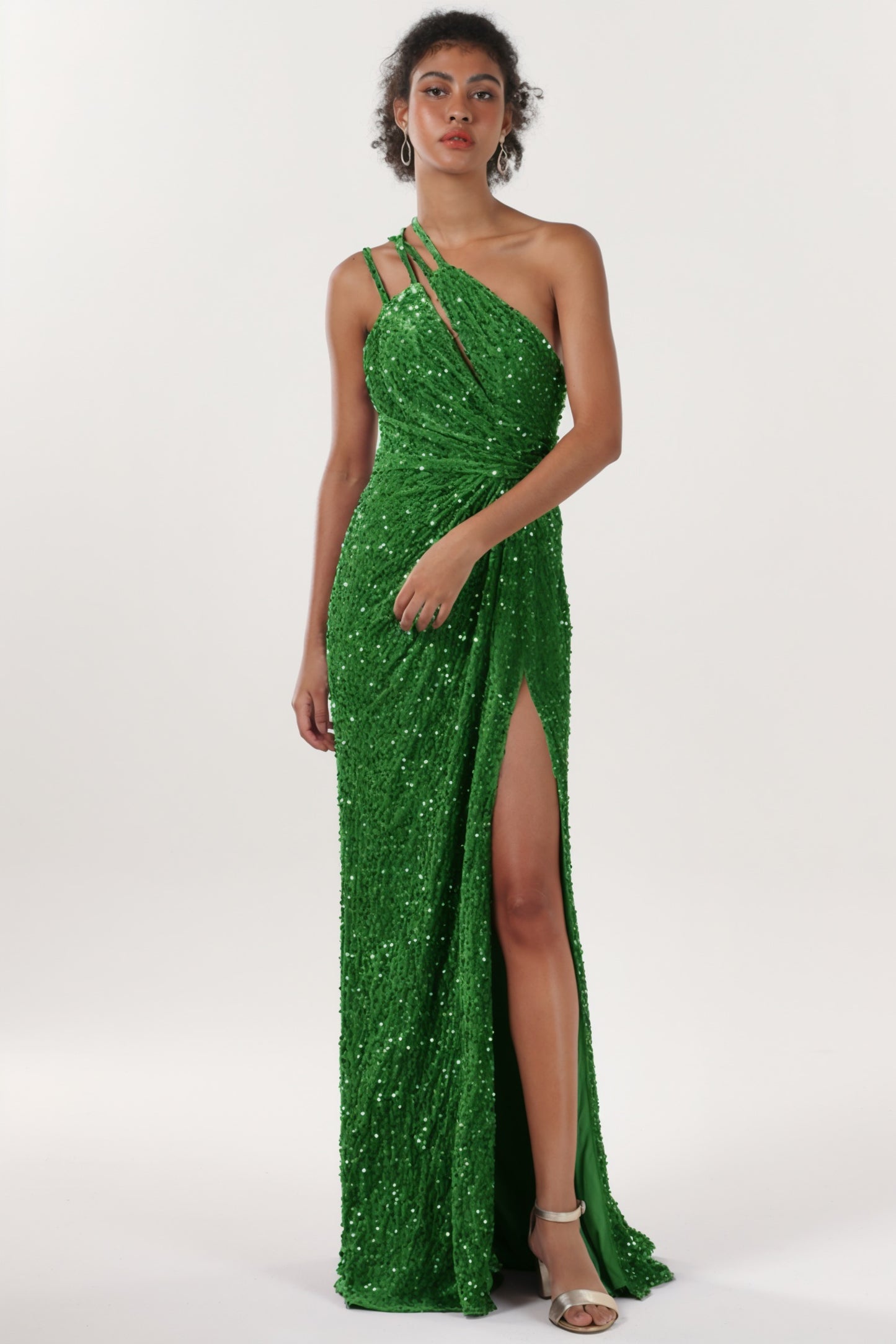 Sheath-Column Sweep-Brush Train Velvet Sequin Formal Dress CS0638