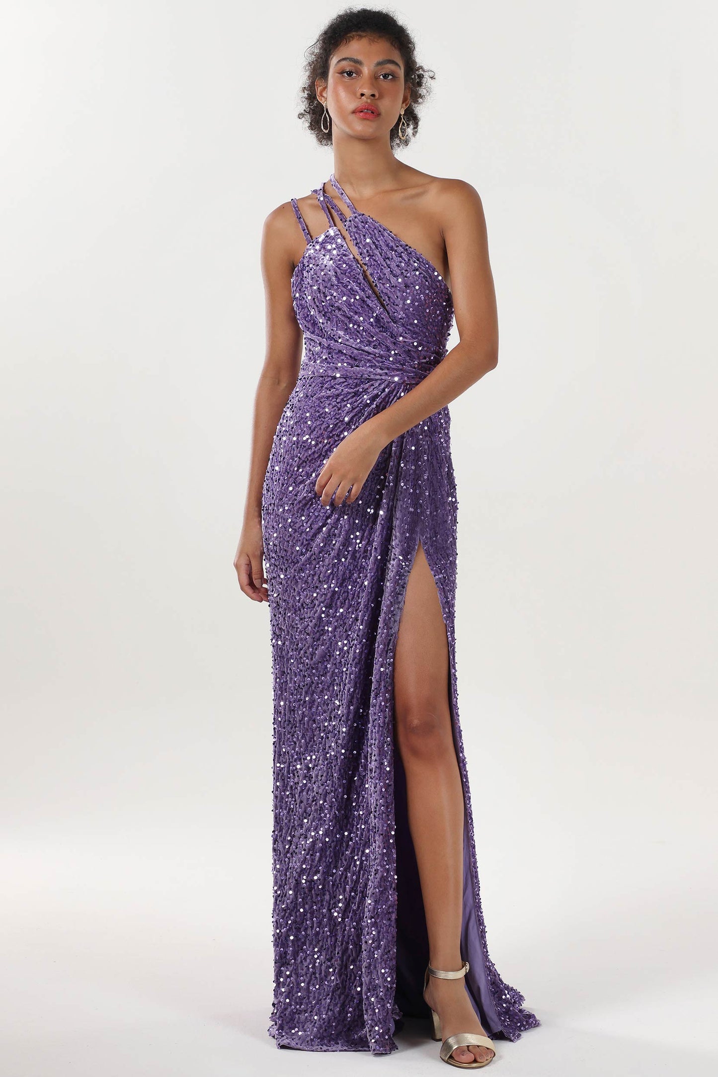 Sheath-Column Sweep-Brush Train Velvet Sequin Formal Dress CS0638