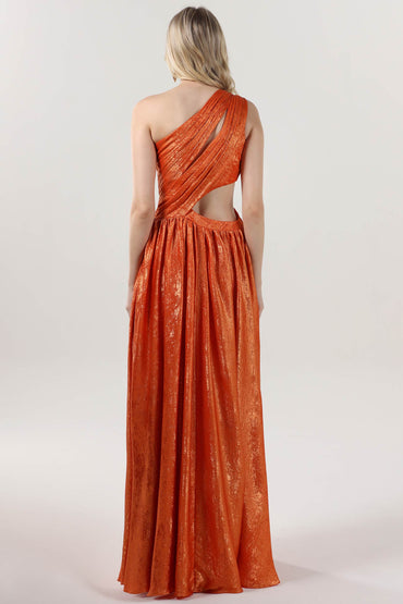 A-Line Maxi Metallic Bridesmaid Dress CS0642BM