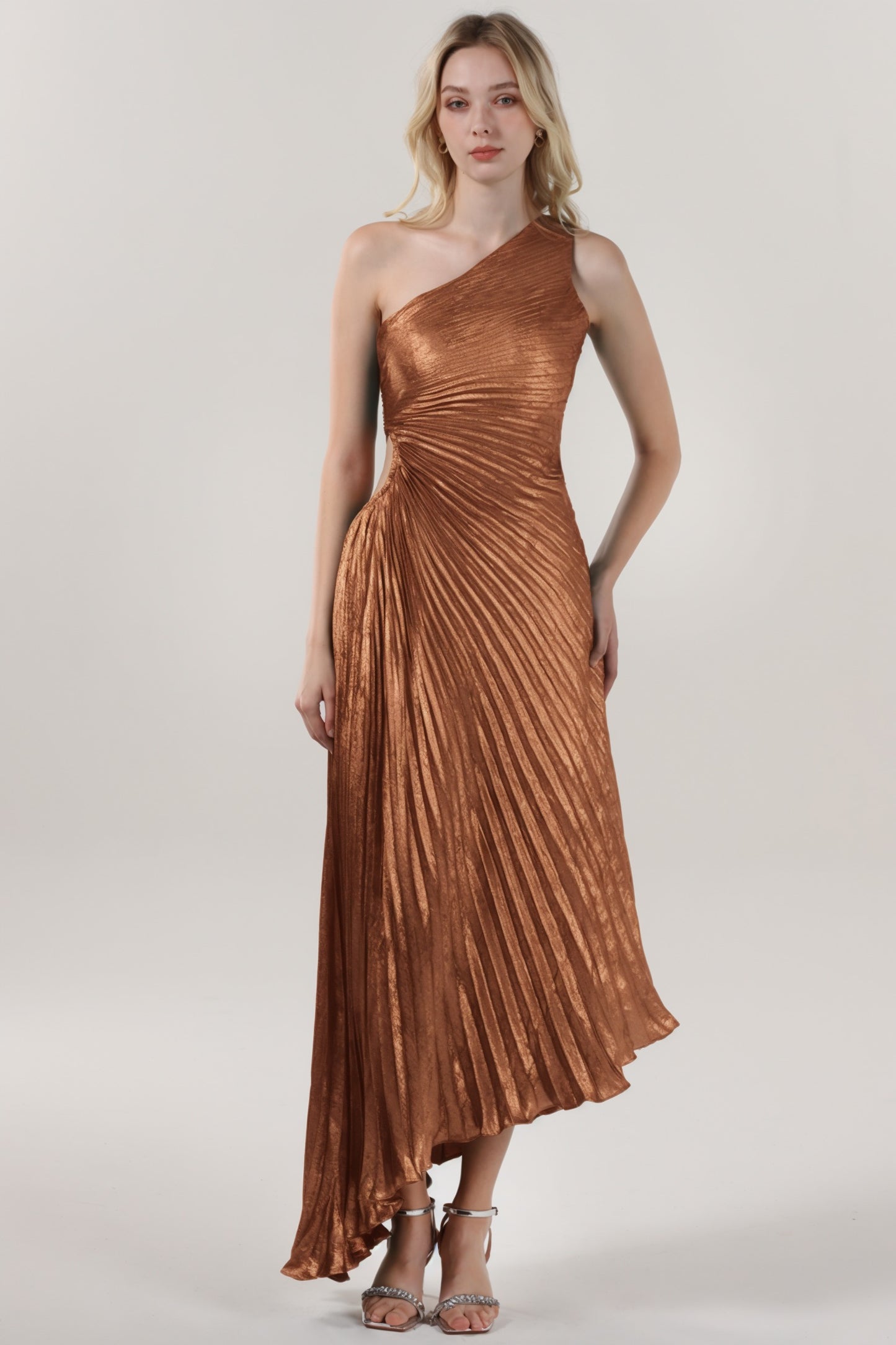 Sheath-Column Midi Metallic Formal Dress CS0644