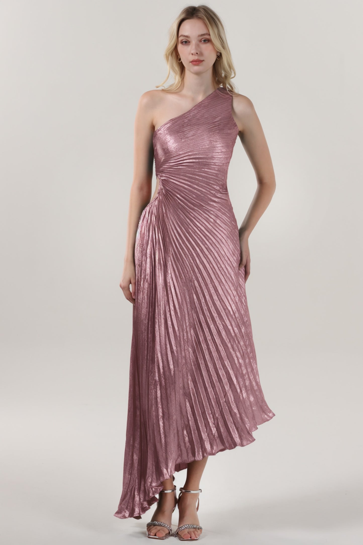 Sheath-Column Midi Metallic Formal Dress CS0644