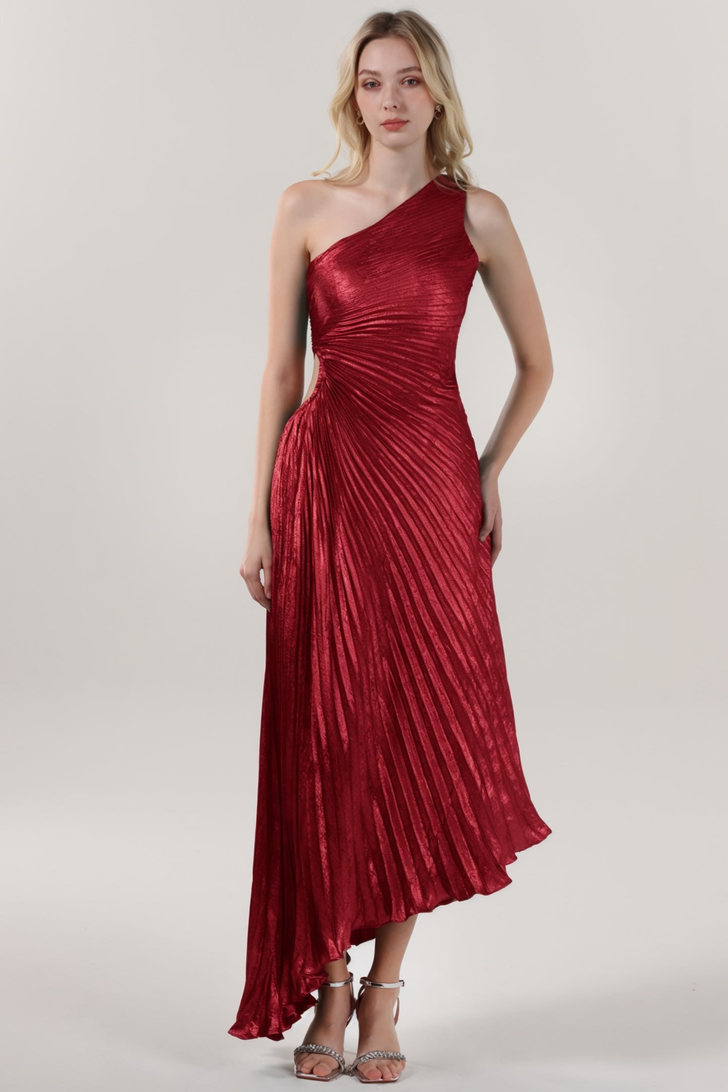 Sheath-Column Midi Metallic Formal Dress CS0644