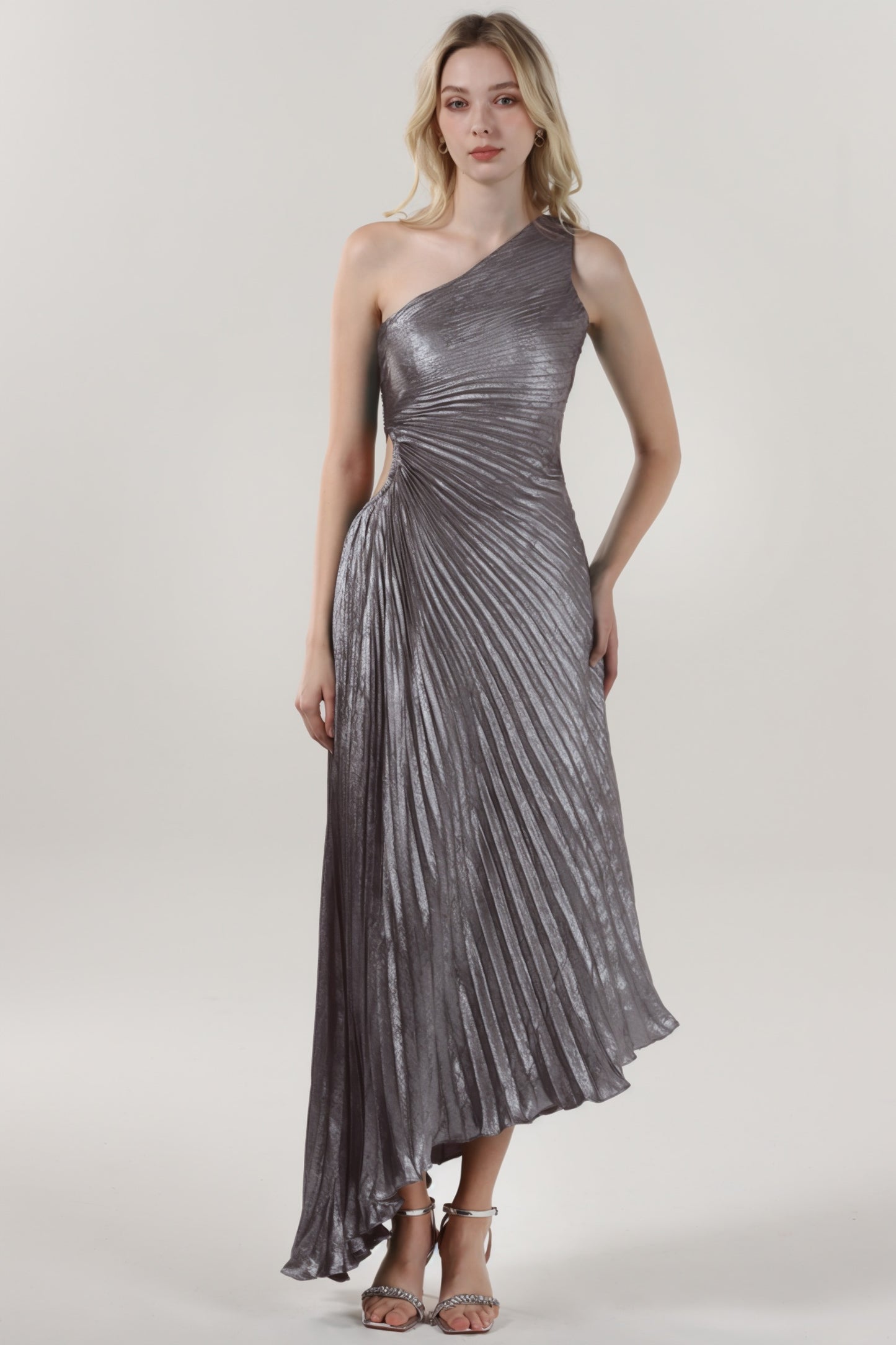 Sheath-Column Midi Metallic Formal Dress CS0644