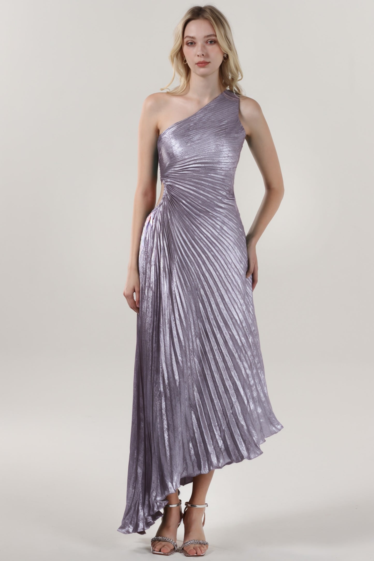 Sheath-Column Midi Metallic Formal Dress CS0644