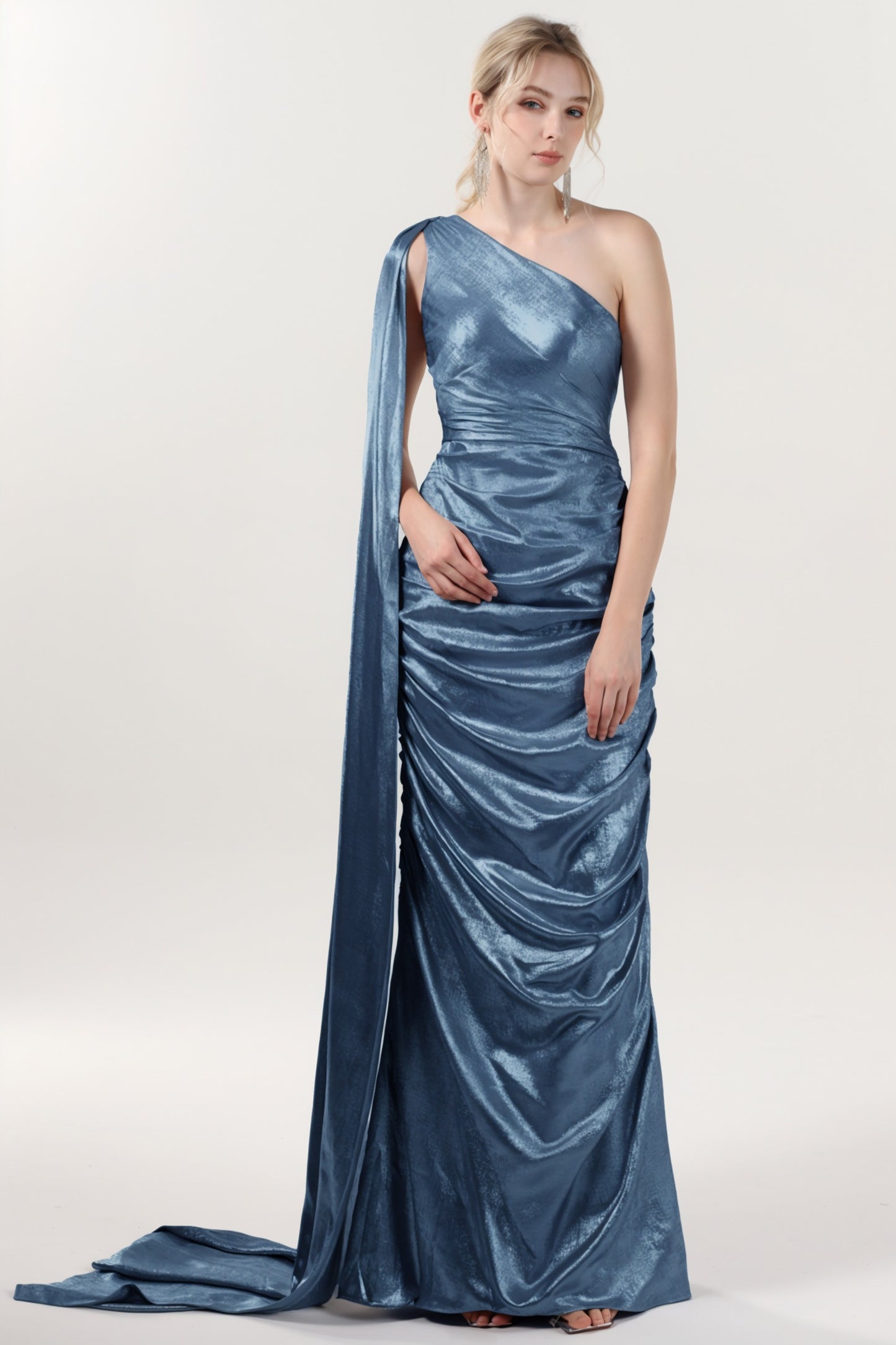 Trumpet-Mermaid Maxi Metallic Formal Dress CS0647