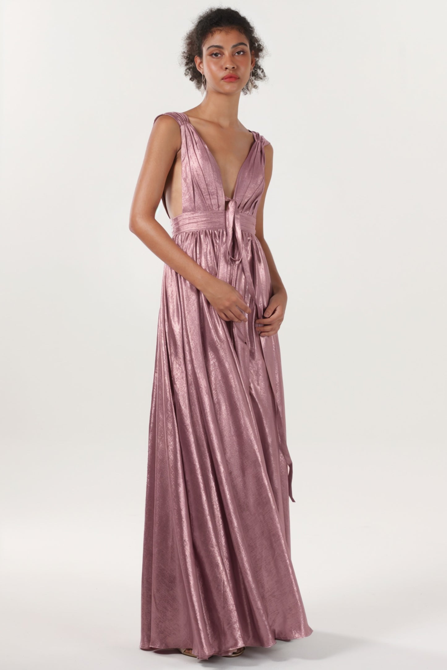 A-line Maxi Metallic Formal Dress CS0648