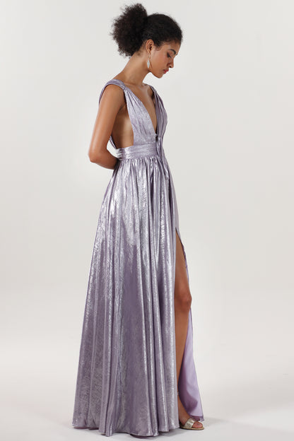 A-line Maxi Metallic Formal Dress CS0648