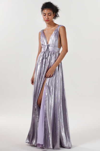 A-line Maxi Metallic Formal Dress CS0648