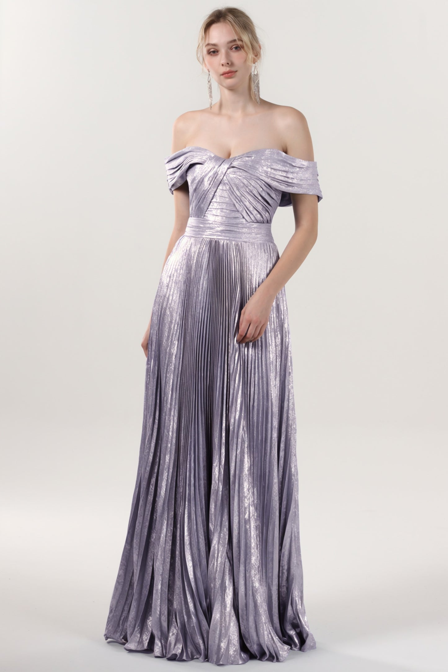 A-line Maxi Metallic Formal Dress CS0649