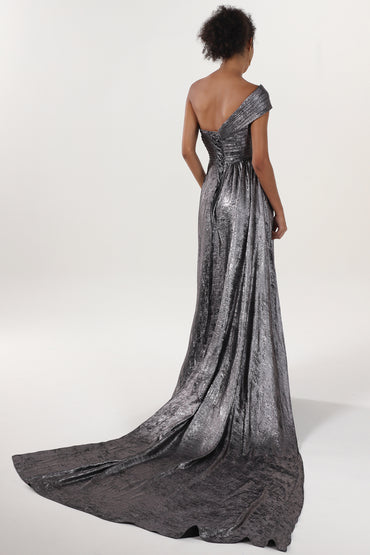 A-Line Maxi Metallic Formal Dress CS0653