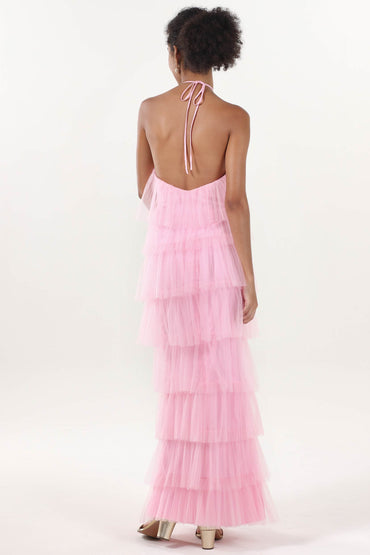 Sheath-Column Maxi Tulle Formal Dress CS0659