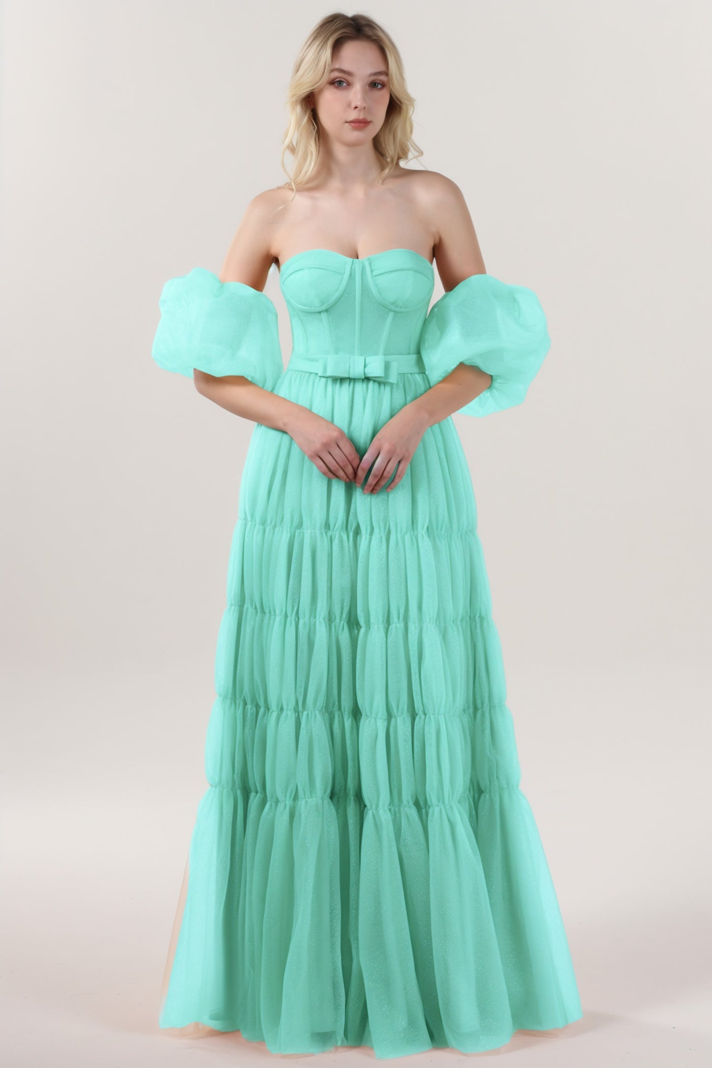 A-Line Maxi Tulle Formal Dress CS0661