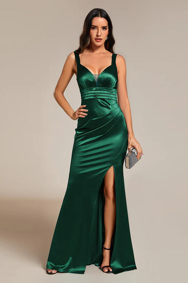 Trumpet-Mermaid Floor Length Satin Dress CS0669