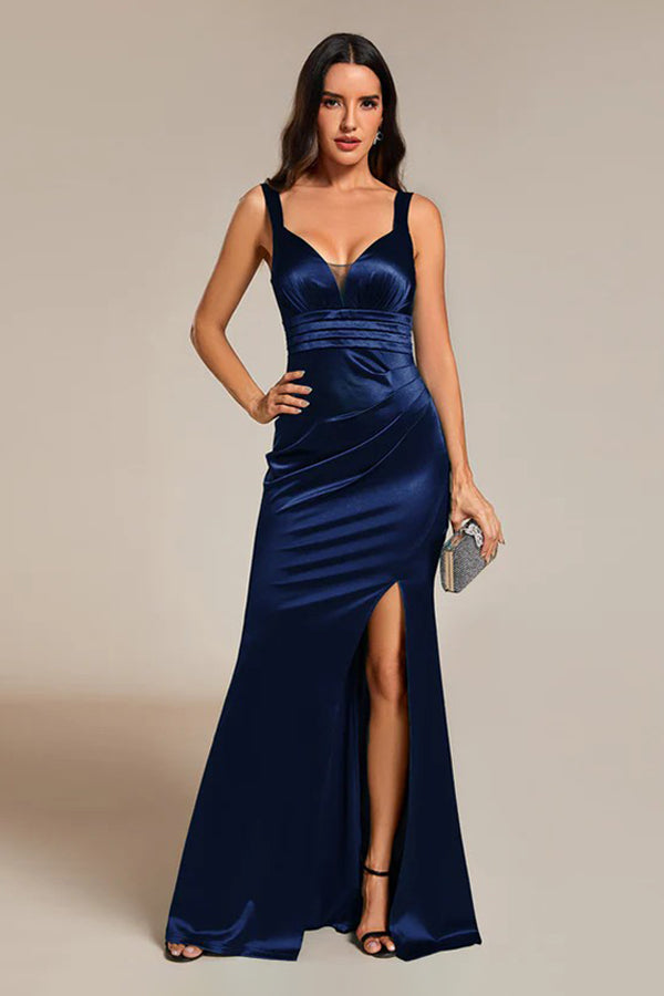 Trumpet-Mermaid Floor Length Satin Dress CS0669