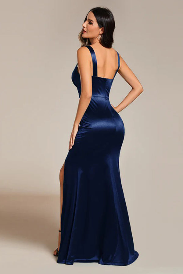 Trumpet-Mermaid Floor Length Satin Dress CS0669