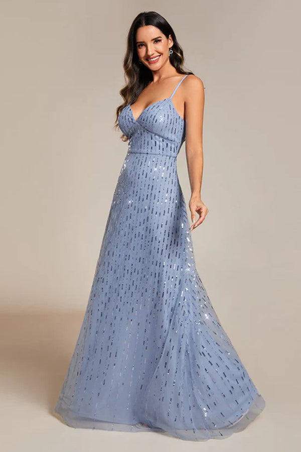 A-Line Floor Length Glitter Dress CS0670