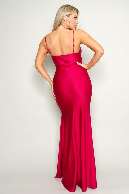 Sheath-Column Floor Length Nylon Spandex Dress CS0676