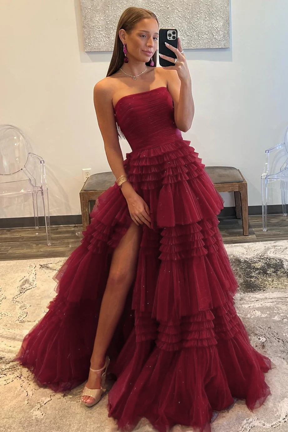 Ball Gown Court Train Tulle Prom Dress CS0700