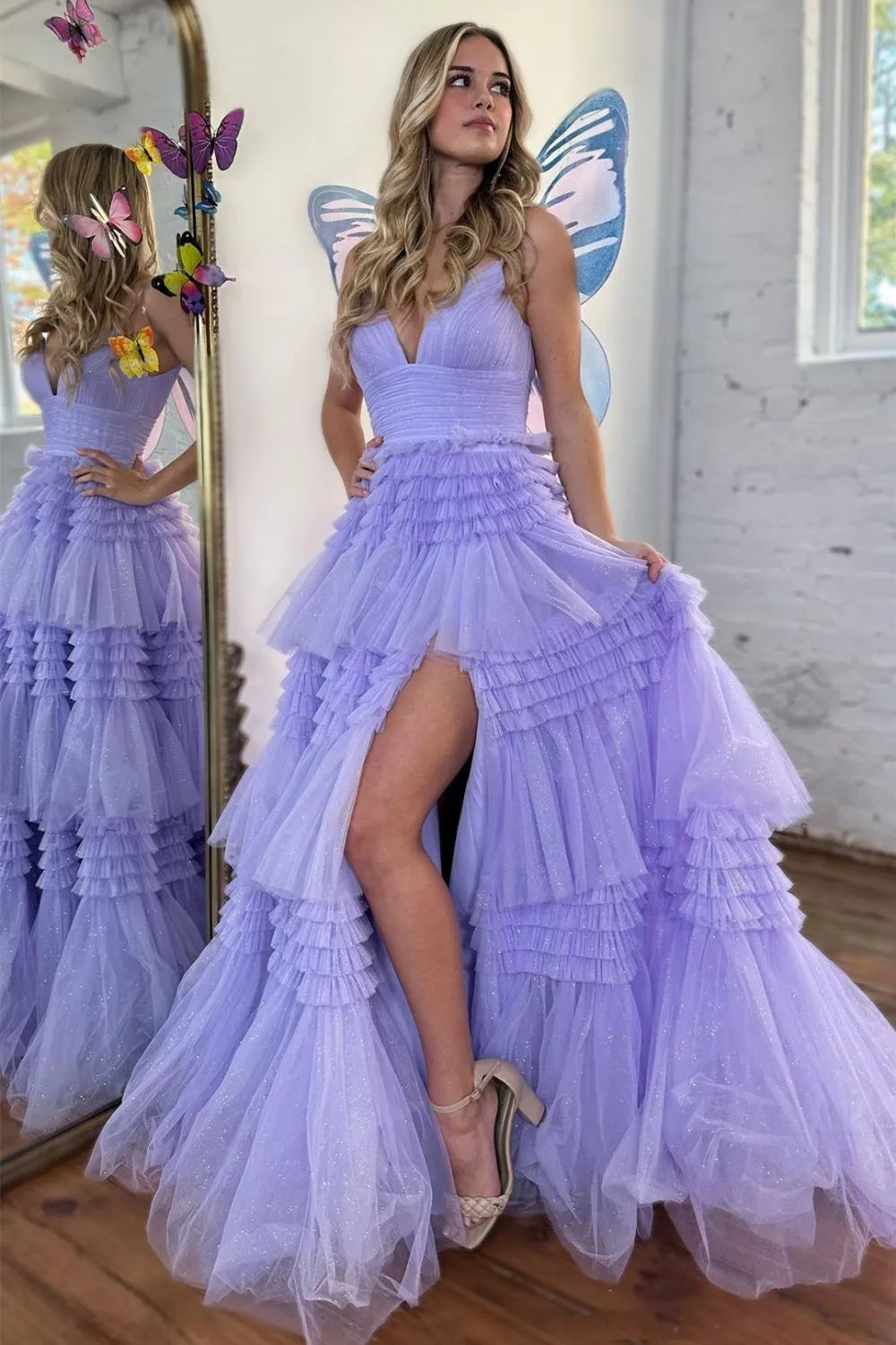 Ball Gown Sweep-Brush Train Tulle Prom Dress CS0702