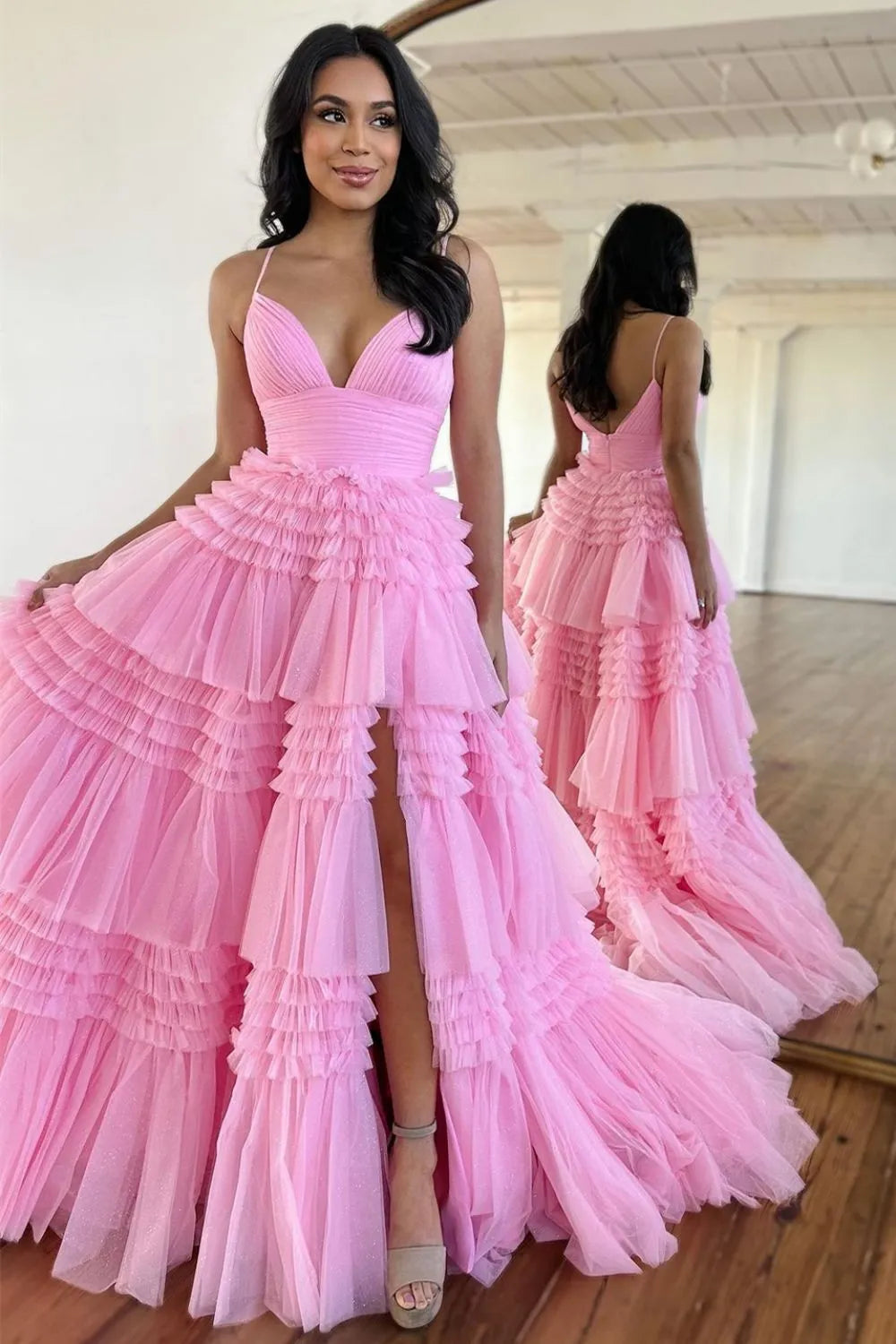 Ball Gown Sweep-Brush Train Tulle Prom Dress CS0702