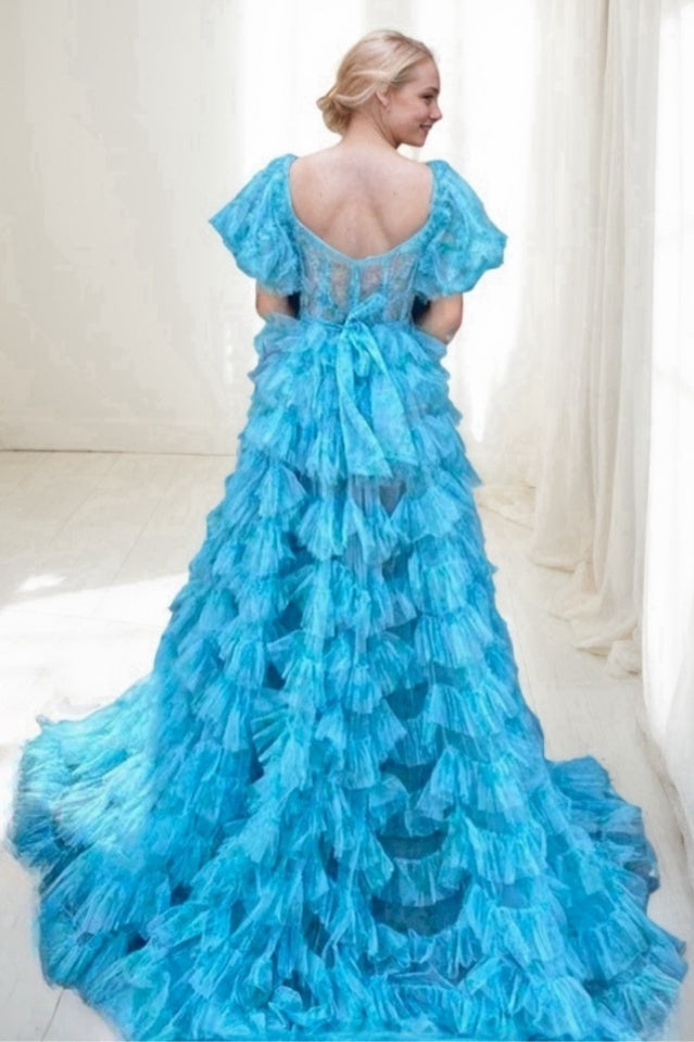 A-Line Court Train Tulle Prom Dress CS0704